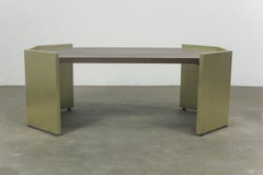 Pair of Brass and Wood Coffee Tables by Costantini for Robert AM Stern