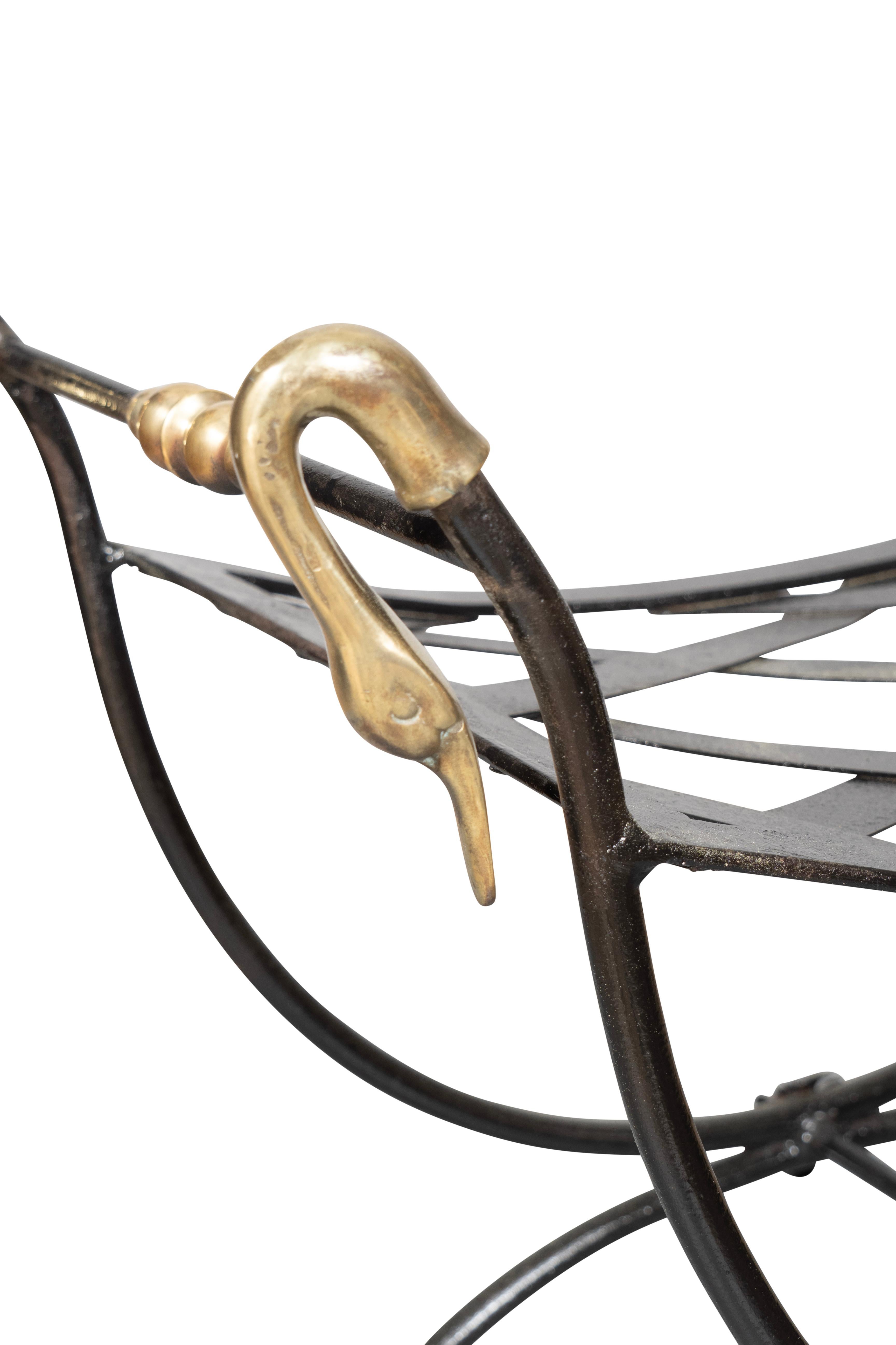 Pair Of Brass And Wrought Iron Benches For Sale 6