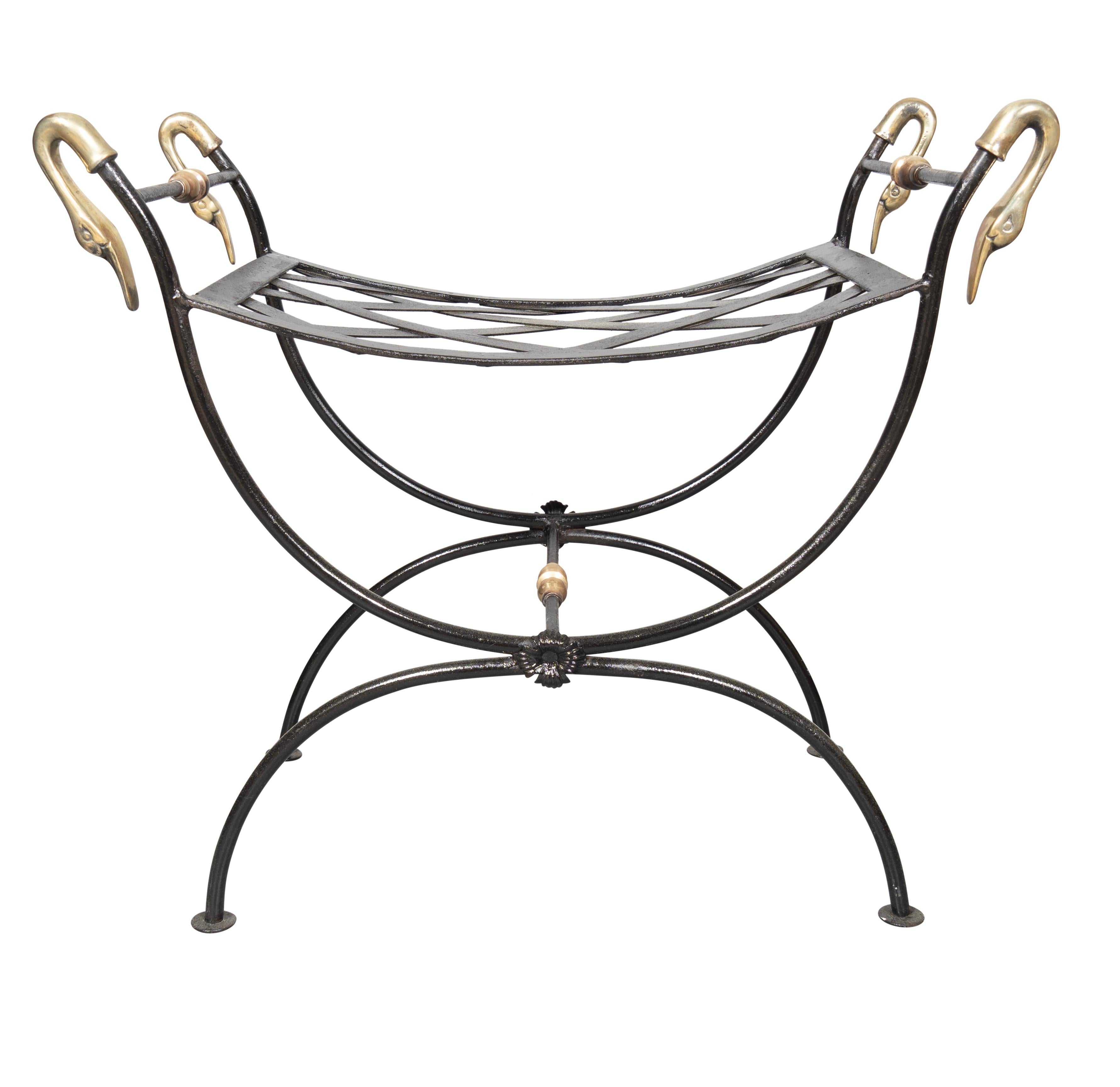 Pair Of Brass And Wrought Iron Benches For Sale 1