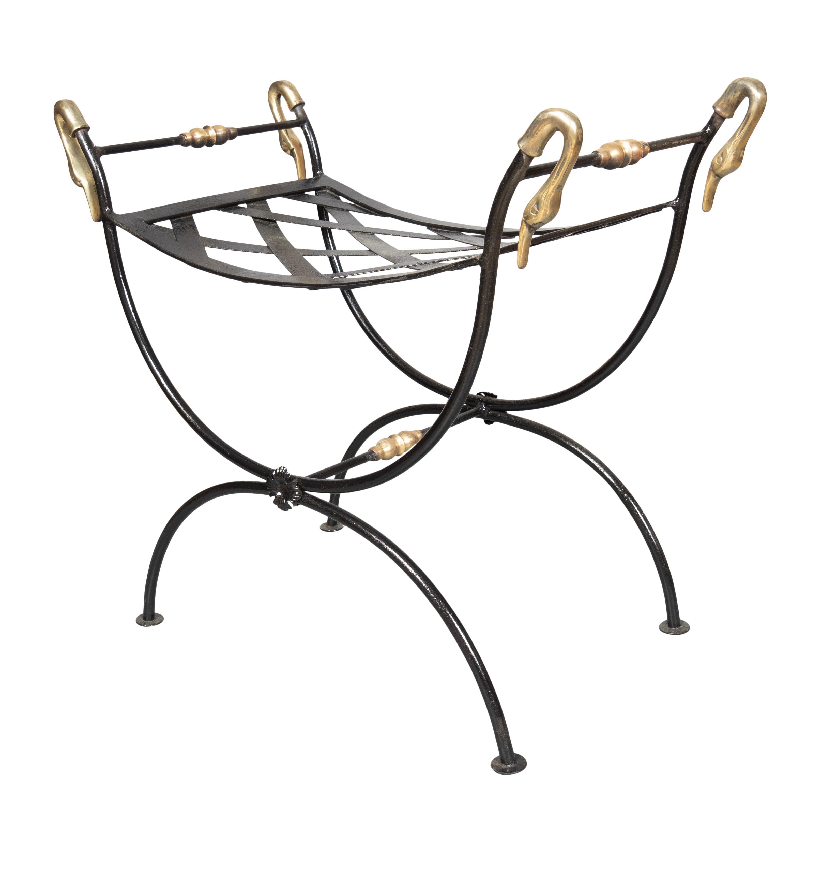 Pair Of Brass And Wrought Iron Benches For Sale 3
