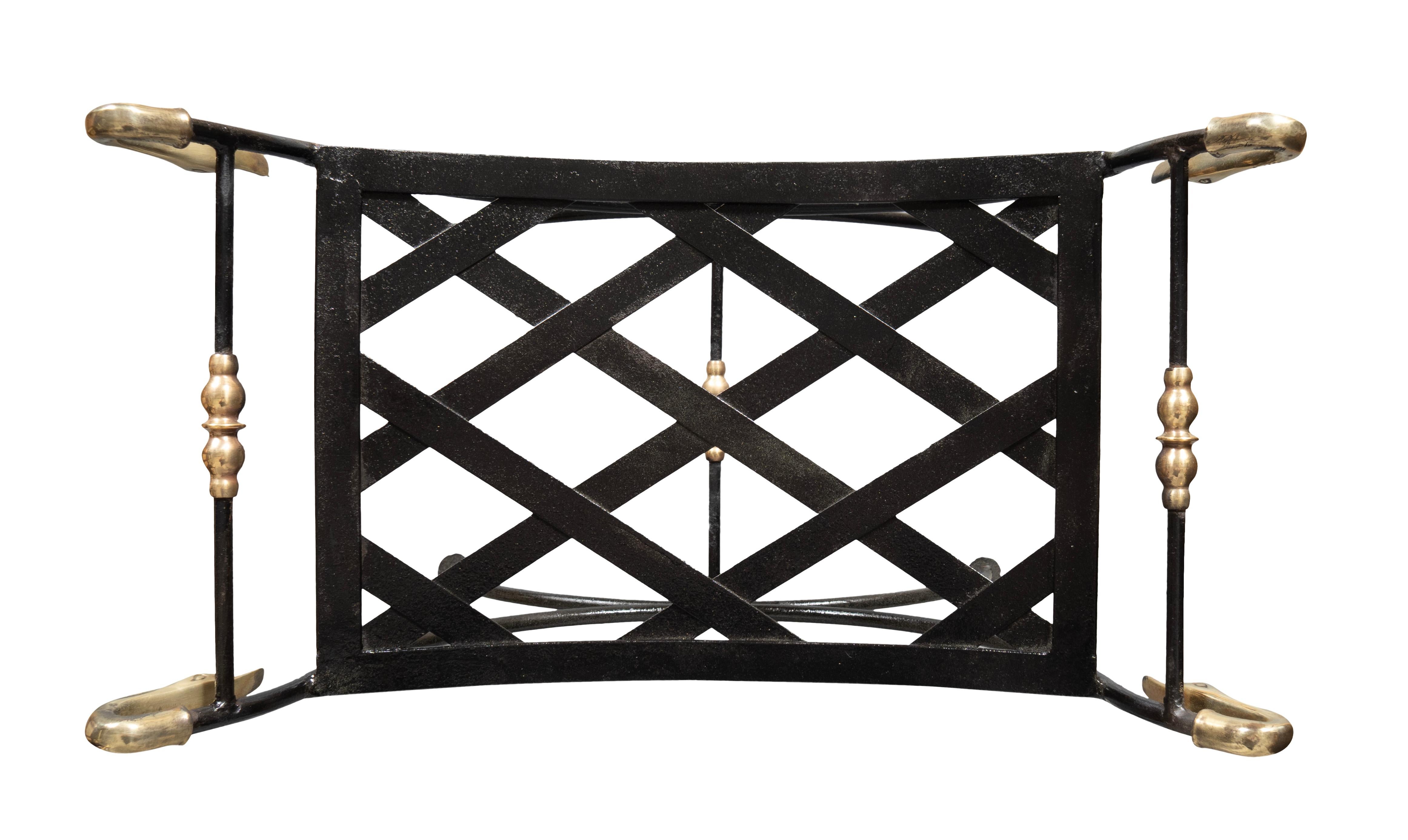 Pair Of Brass And Wrought Iron Benches For Sale 4