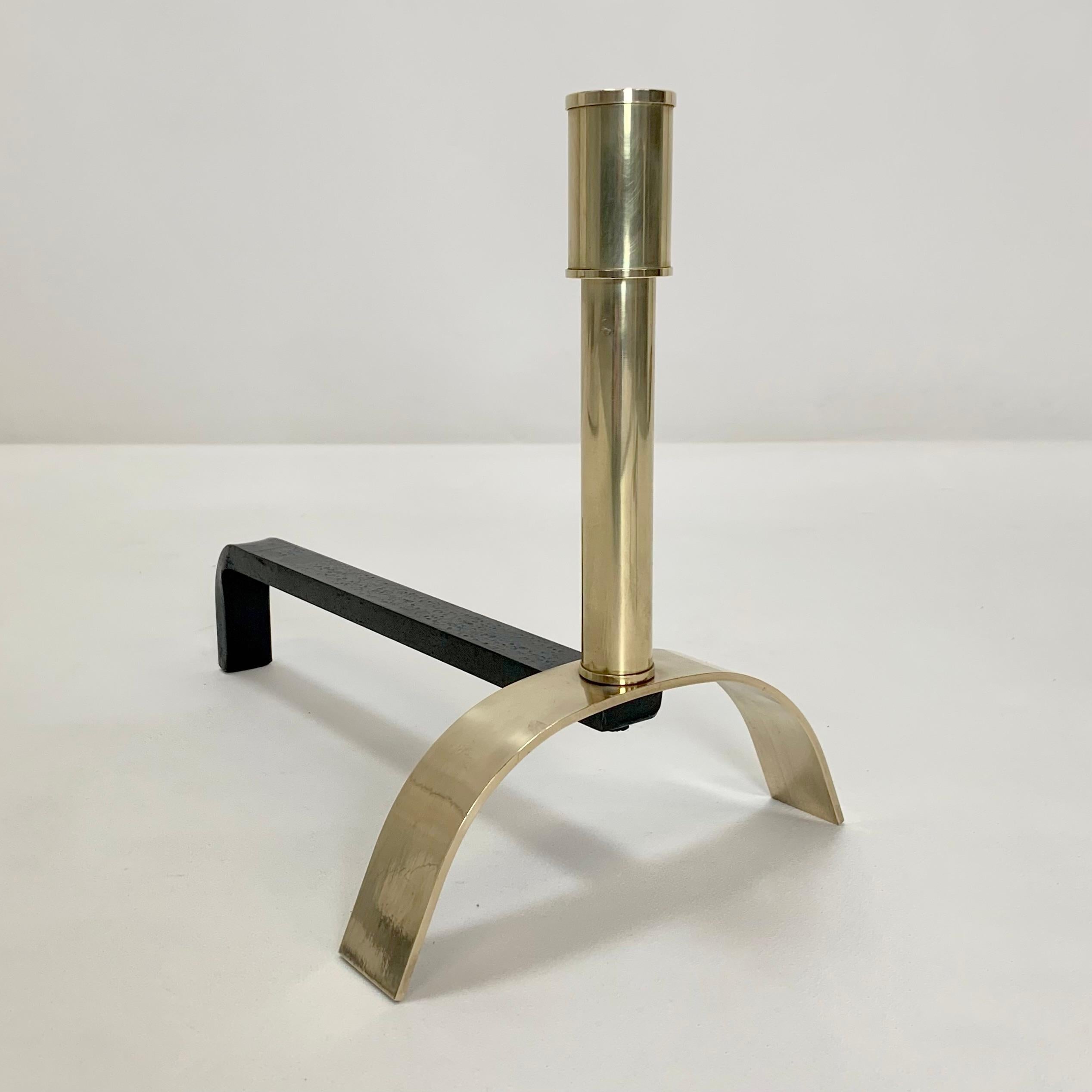 Ein Paar Messing-Andirons von Giovanni Banci, um 1970, Italien. im Angebot 3