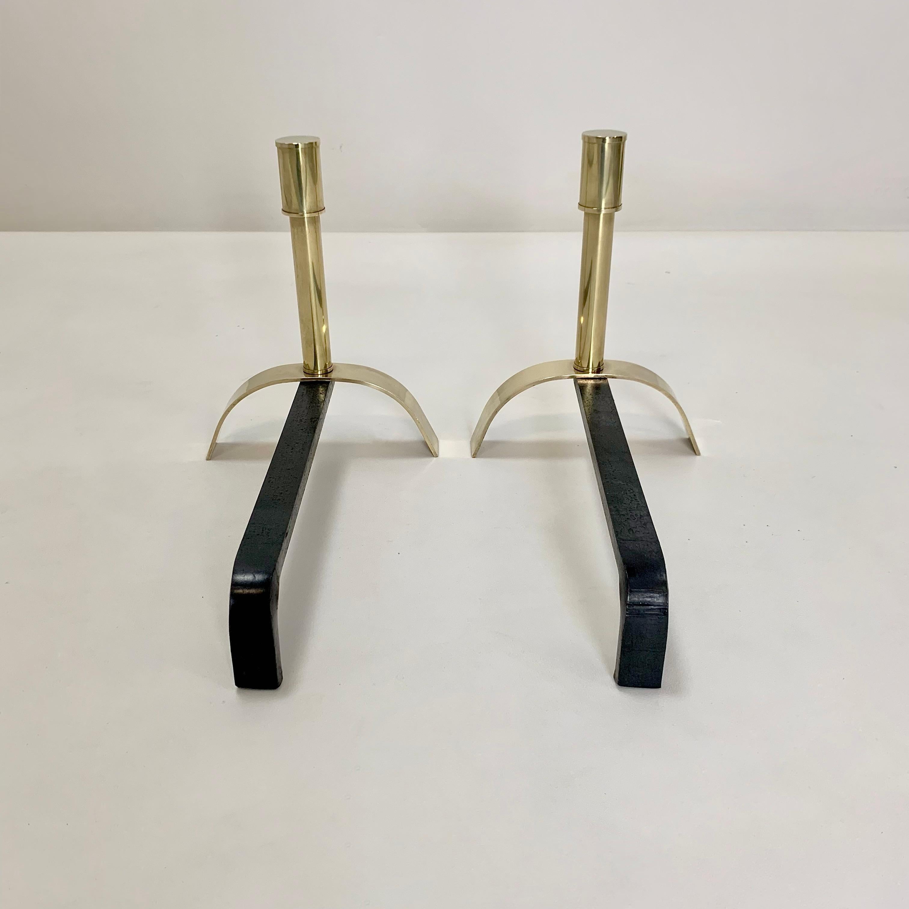 Ein Paar Messing-Andirons von Giovanni Banci, um 1970, Italien. im Angebot 1