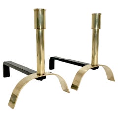Ein Paar Messing-Andirons von Giovanni Banci, um 1970, Italien.
