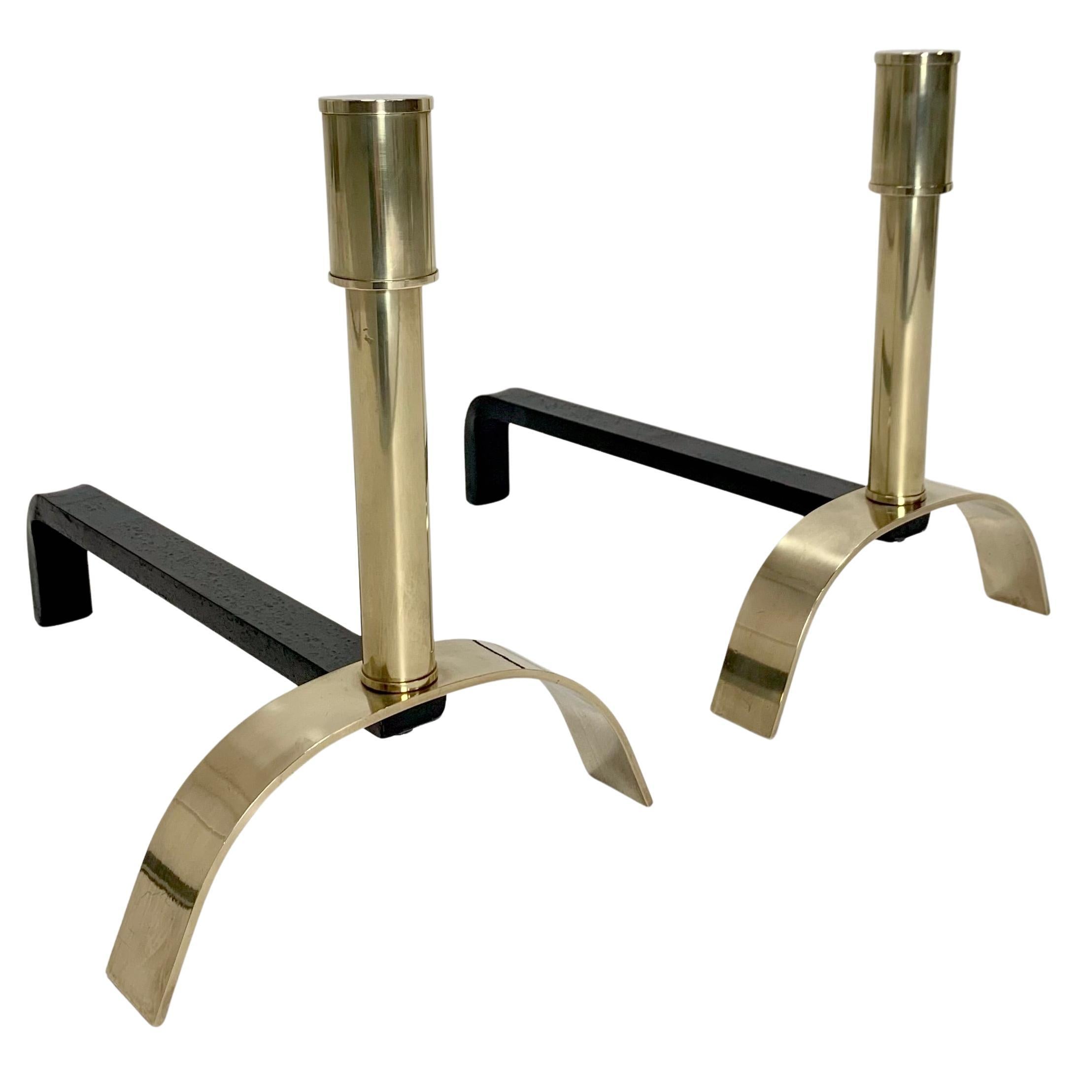 Ein Paar Messing-Andirons von Giovanni Banci, um 1970, Italien. (Moderne der Mitte des Jahrhunderts) im Angebot