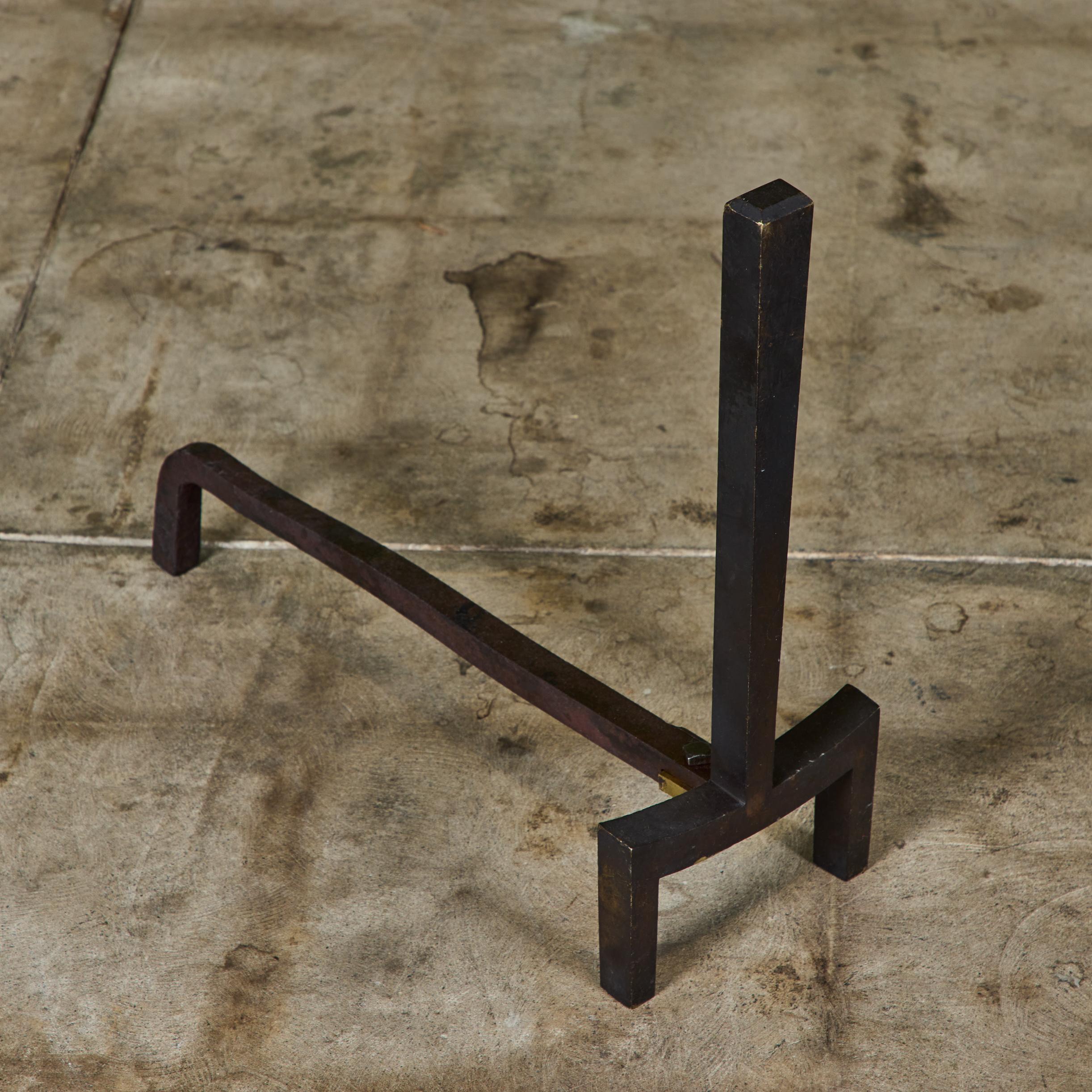 Pair of Brass Andirons by Saarinen Swanson Group For Sale 3