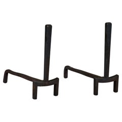 Pair of Brass Andirons by Saarinen Swanson Group