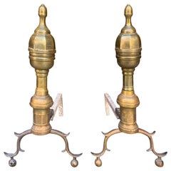 Pair of Brass Andirons, circa 1820