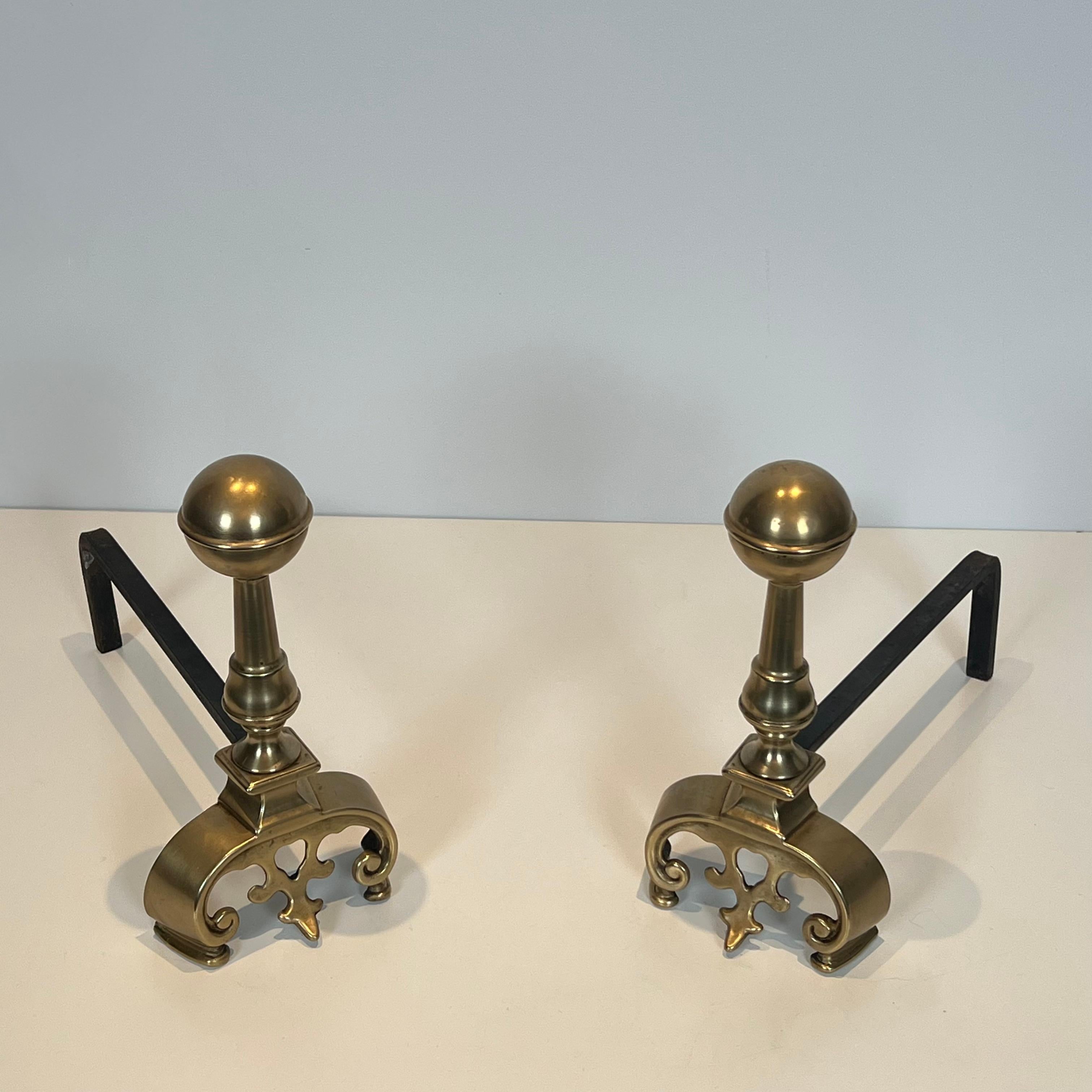 Pair of Brass Andirons in vendita 4