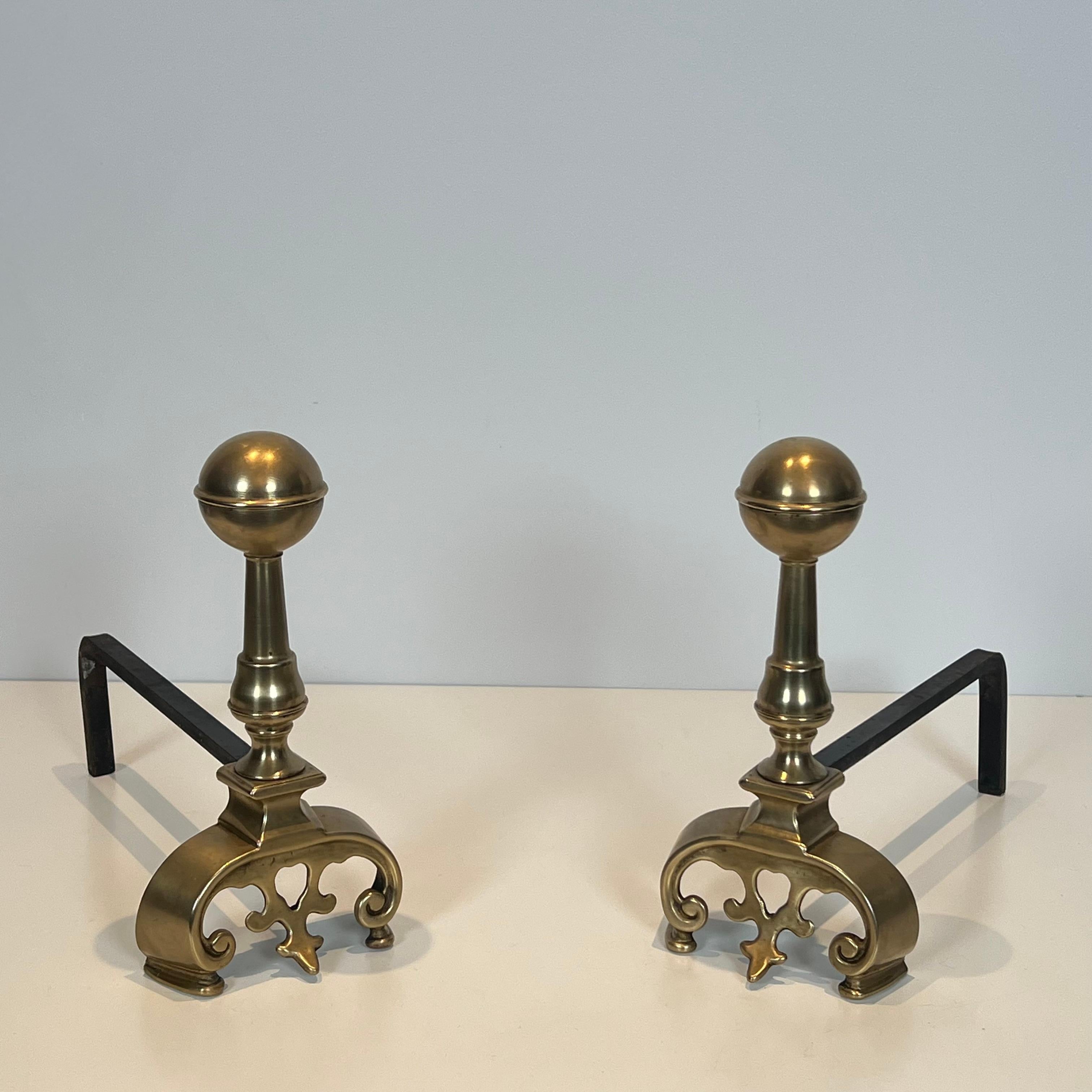 Pair of Brass Andirons in vendita 5