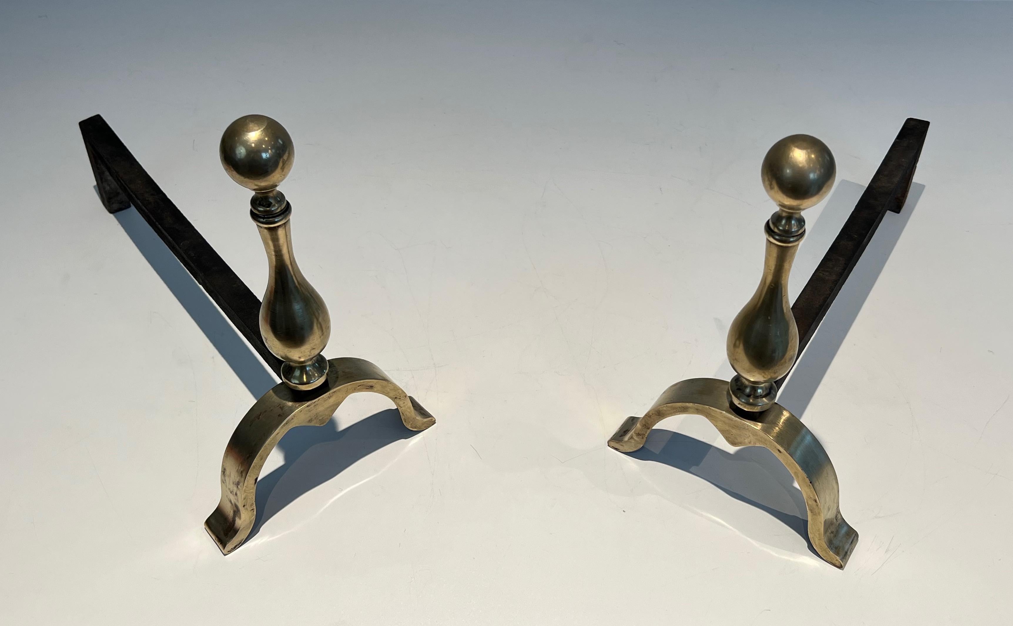 French Pair of Bronze Andirons For Sale