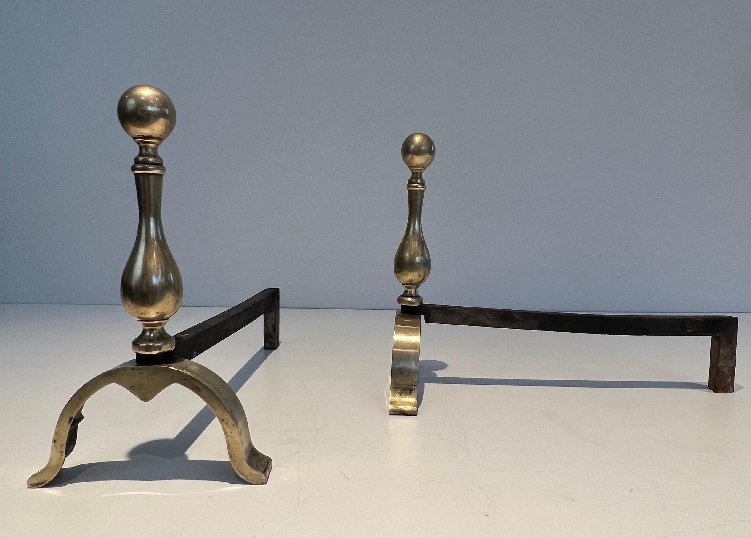 Early 20th Century Pair of Bronze Andirons For Sale