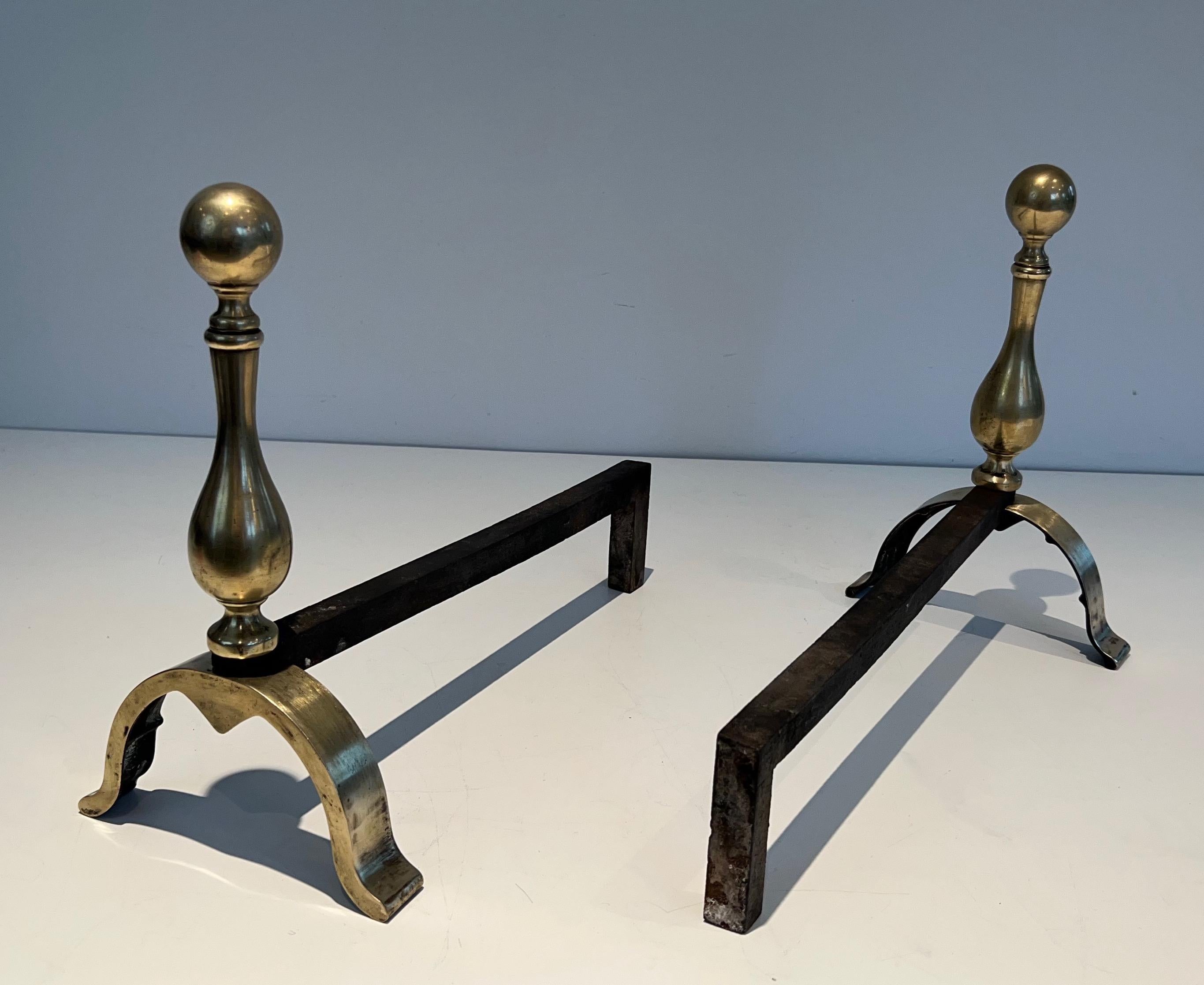 Pair of Bronze Andirons For Sale 1