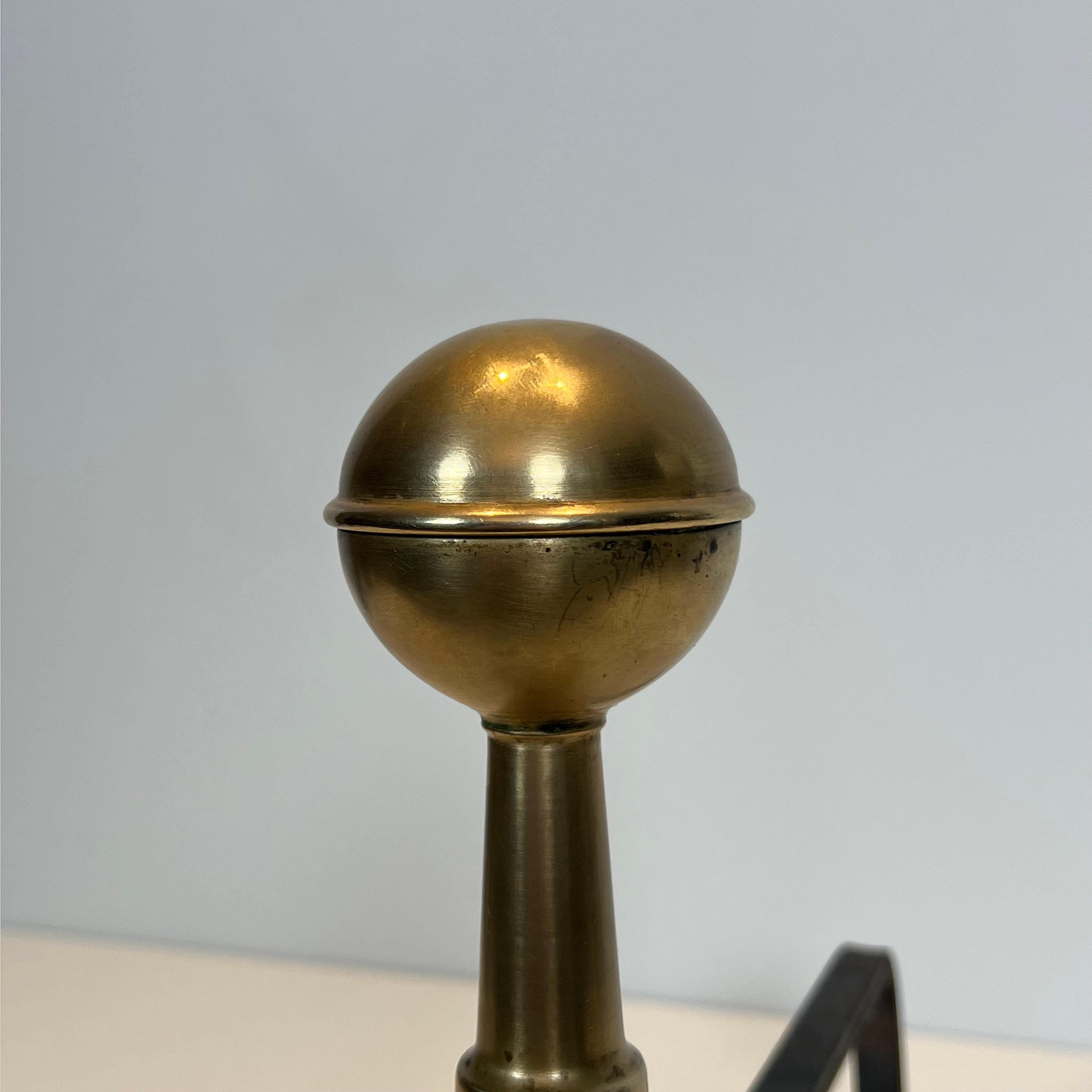 Pair of Brass Andirons in vendita 1