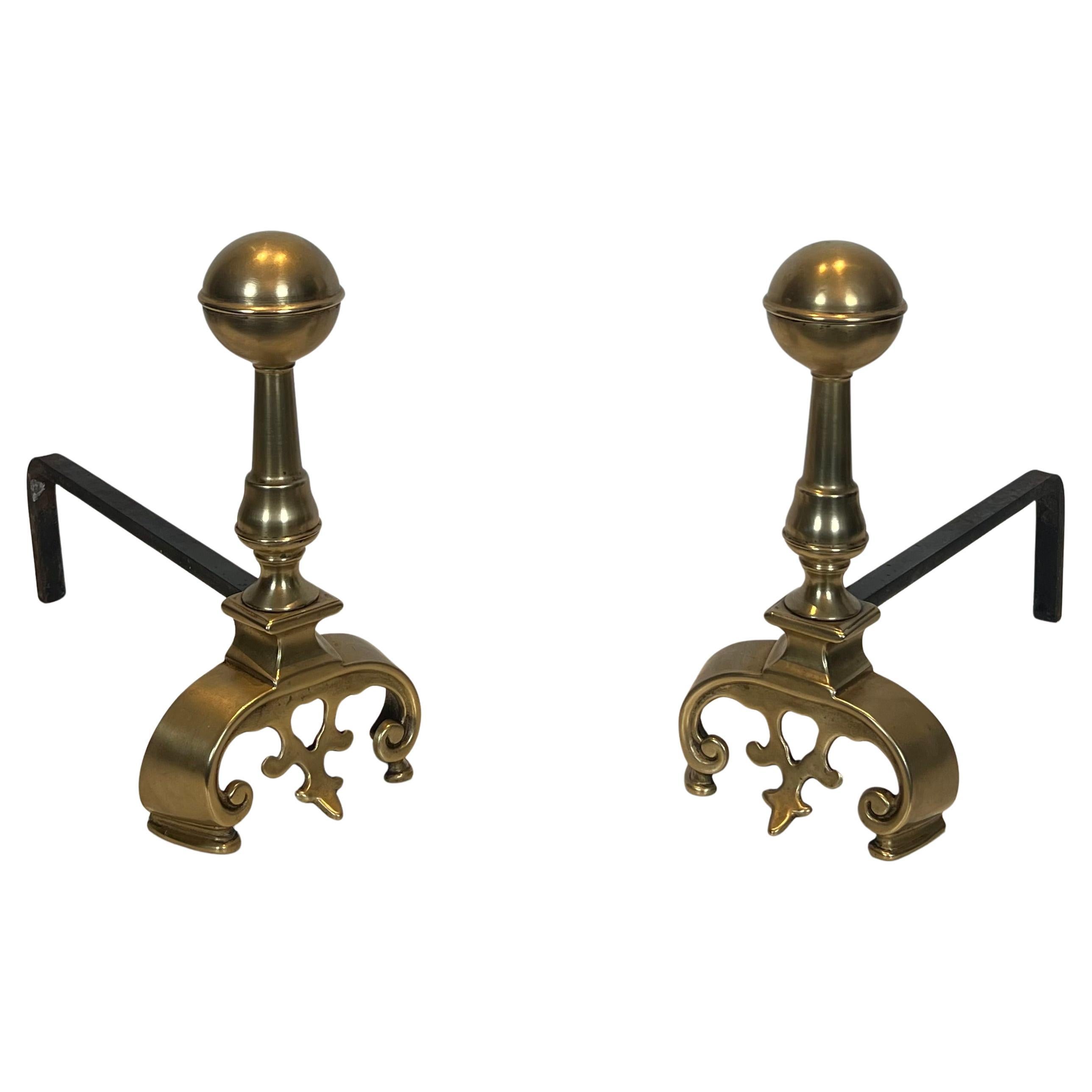 Pair of Brass Andirons
