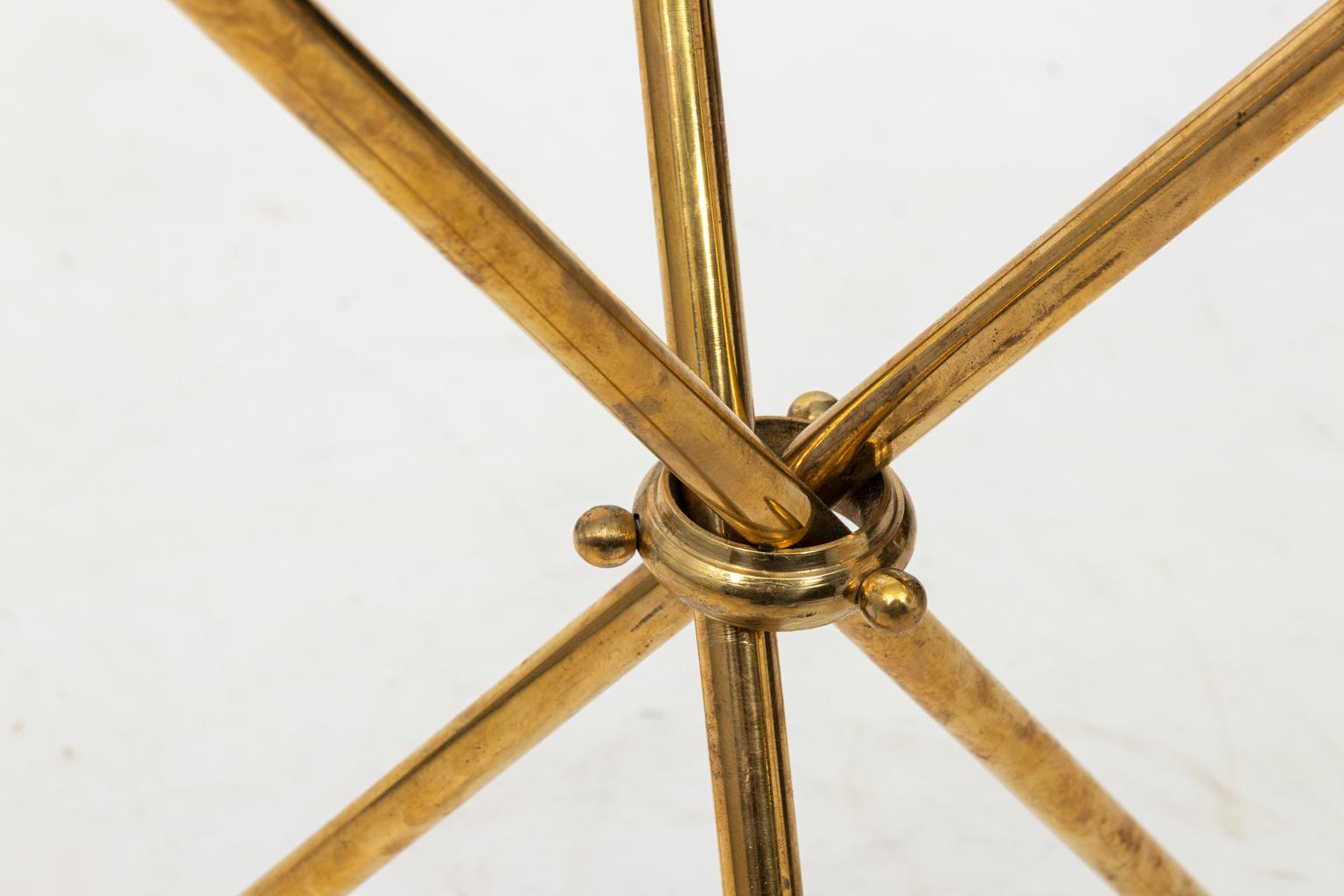 Pair of Brass Arrow and Glass Top Tables 1