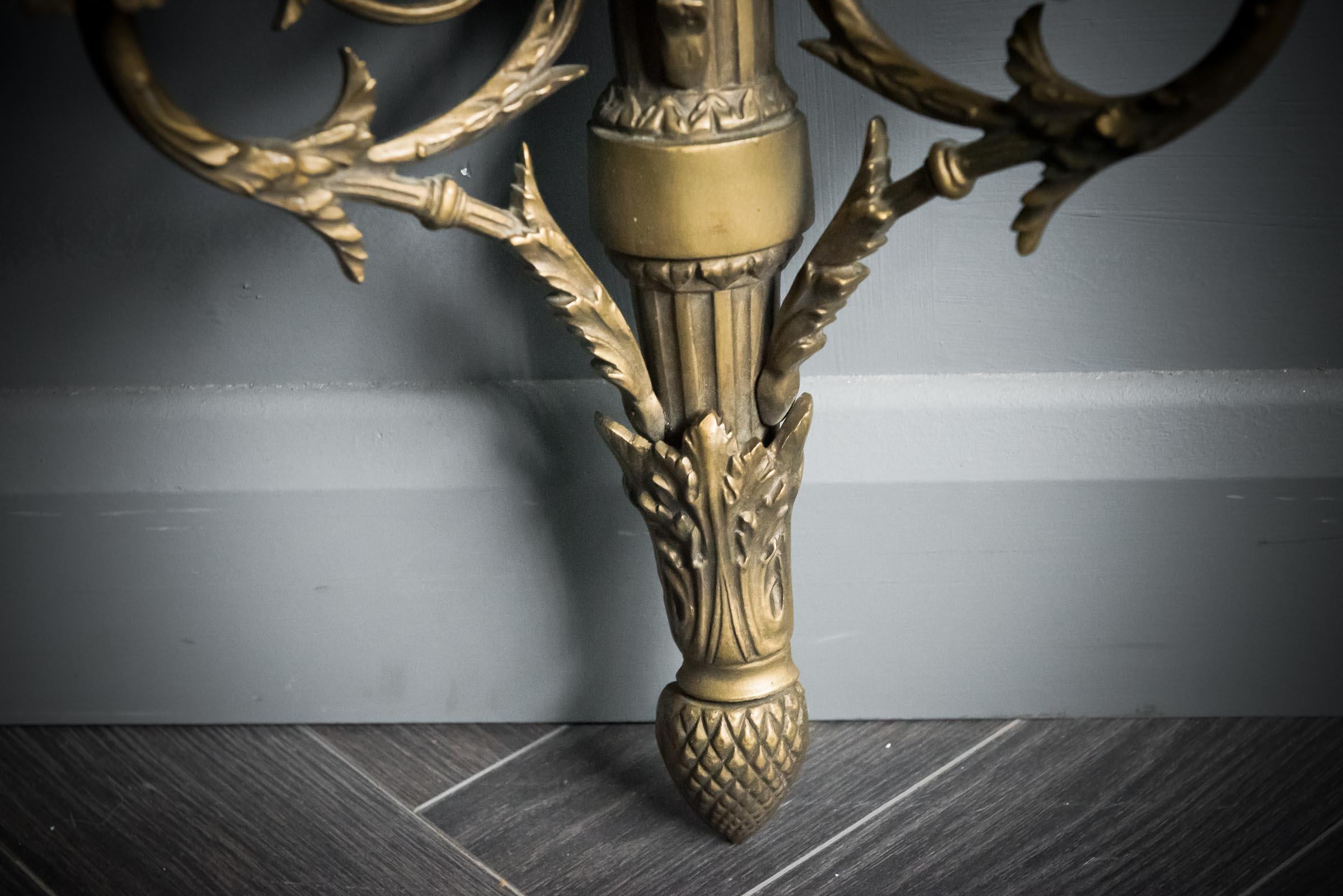19th Century Pair of Brass Arrow Quiver Wall Candle Sconces For Sale