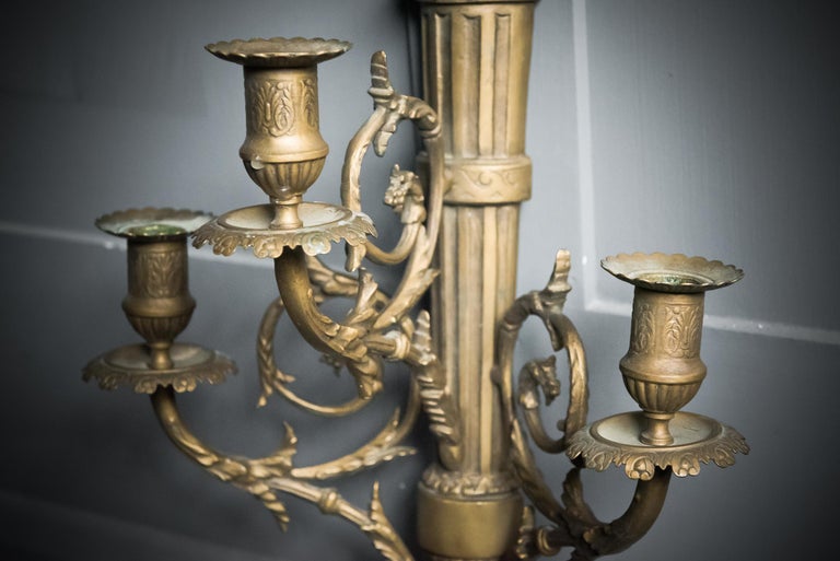 Pair of Brass Arrow Quiver Wall Candle Sconces For Sale at 1stDibs