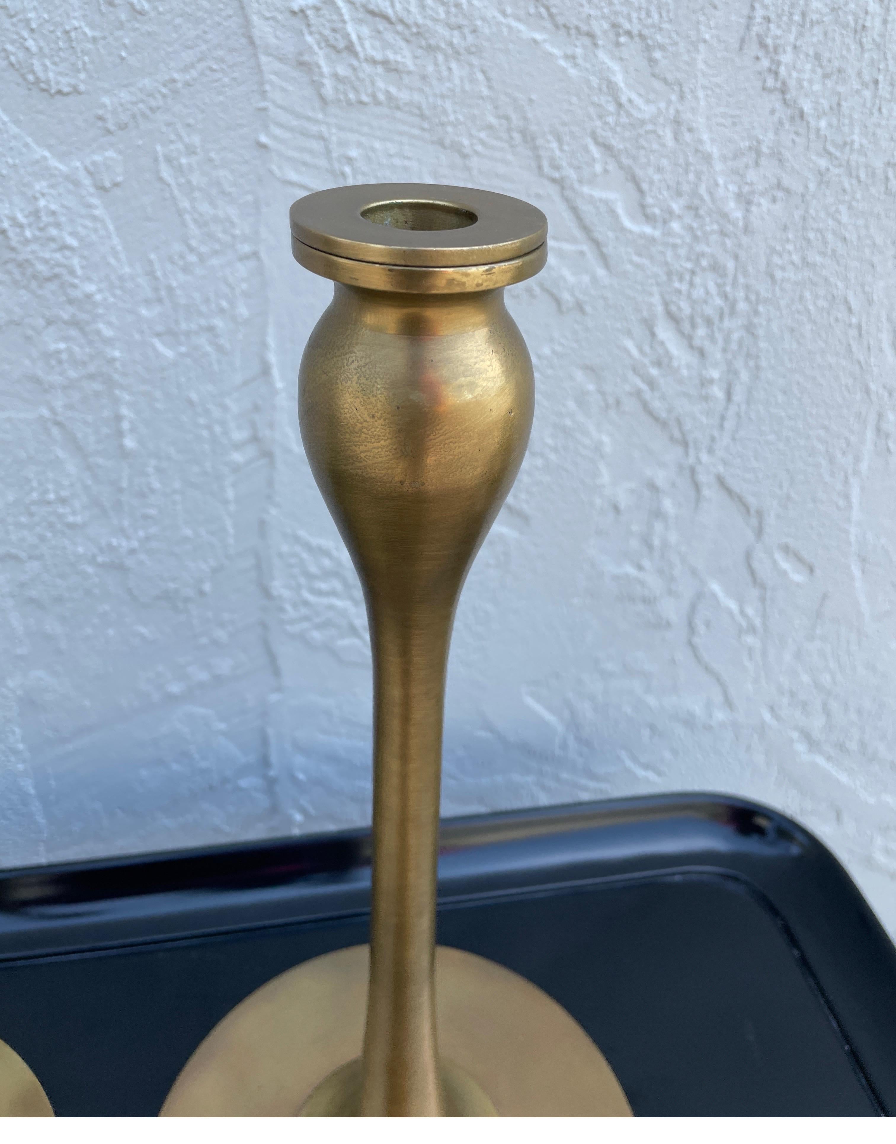 Pair of Brass Art Nouveau Style Candlesticks In Good Condition In West Palm Beach, FL
