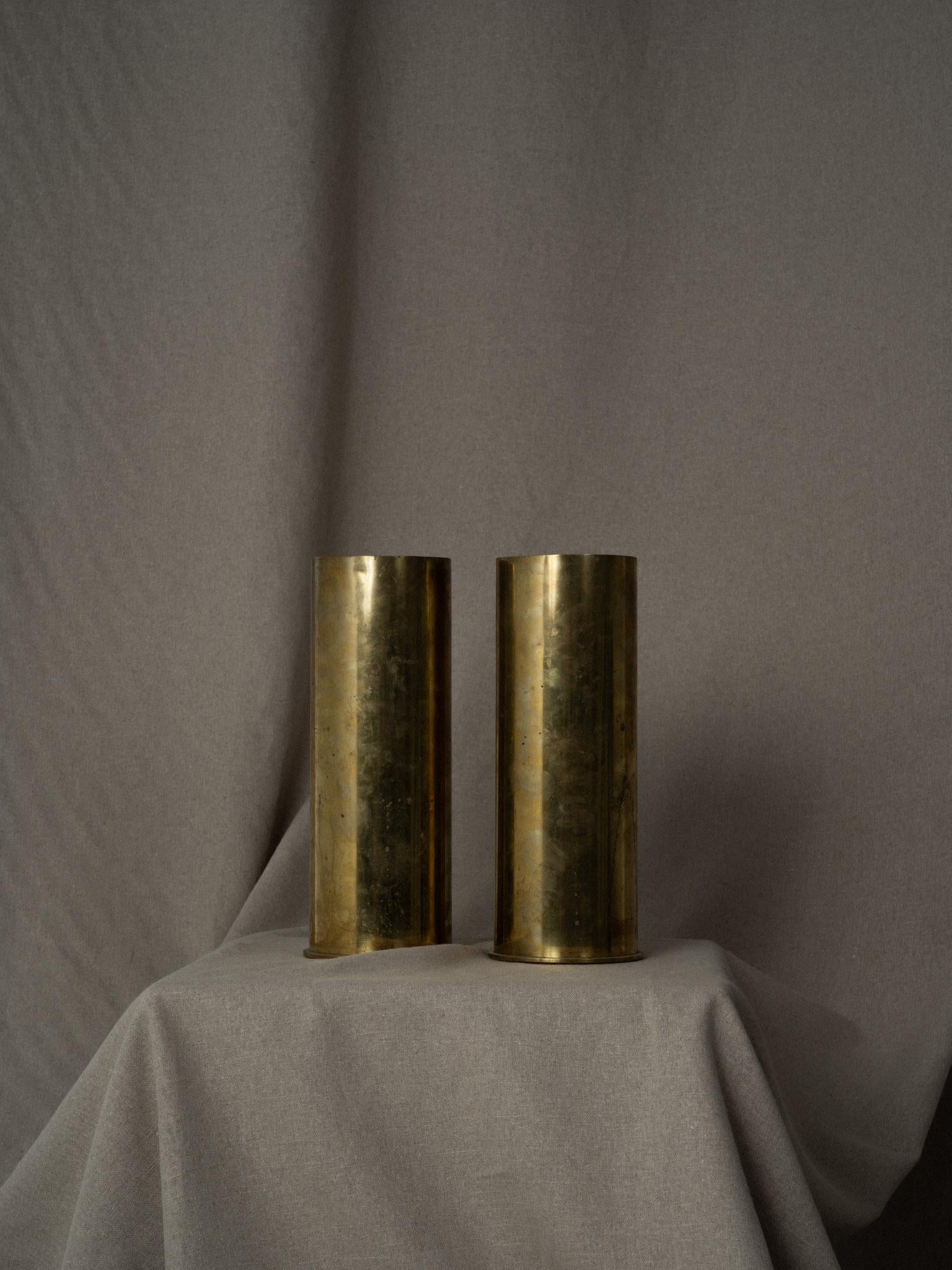 Mid-20th Century Pair of brass artillery shell casings For Sale
