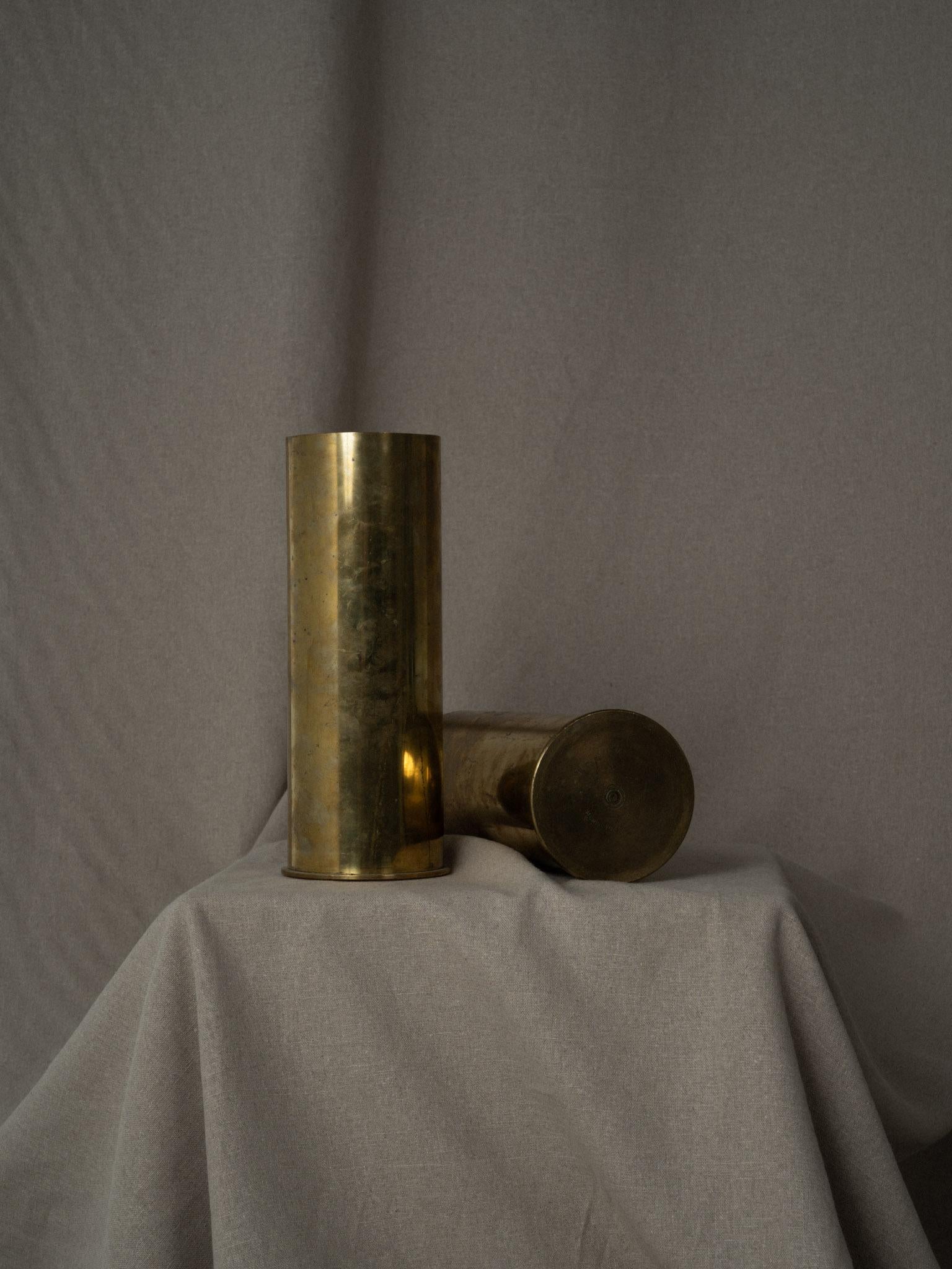 Brass Pair of brass artillery shell casings For Sale