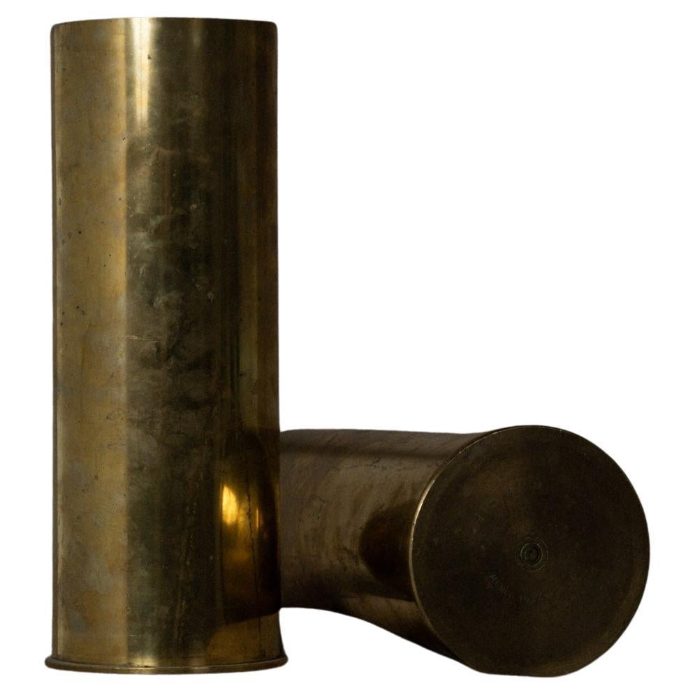 Pair of brass artillery shell casings For Sale