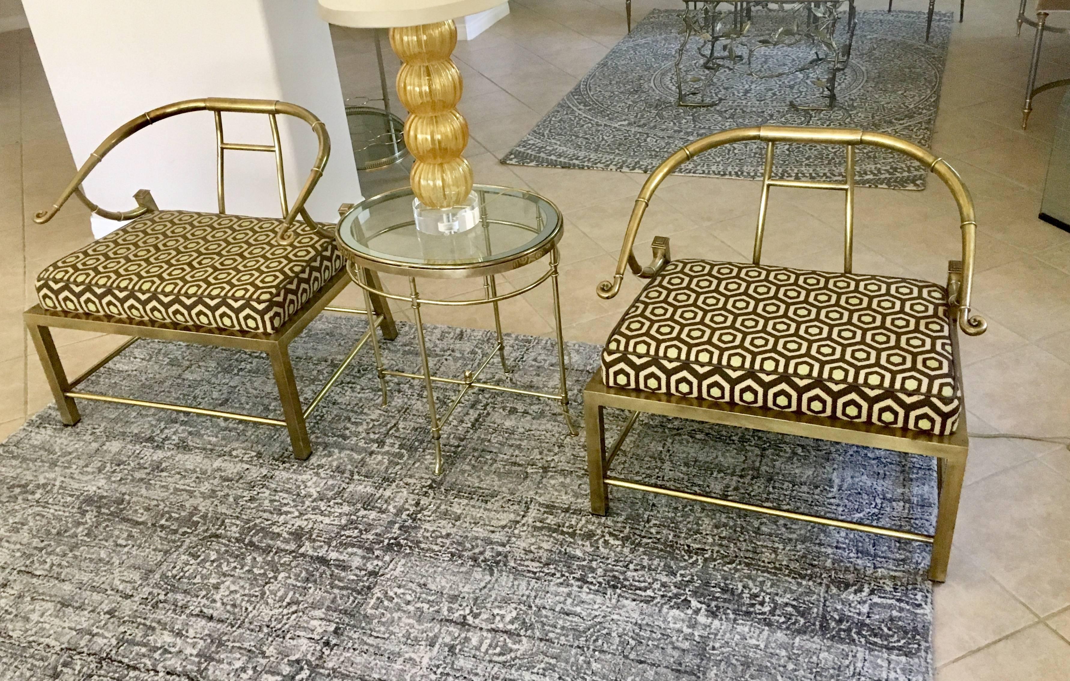 Pair of Brass Asian Empress Style Armchairs by Mastercraft 4