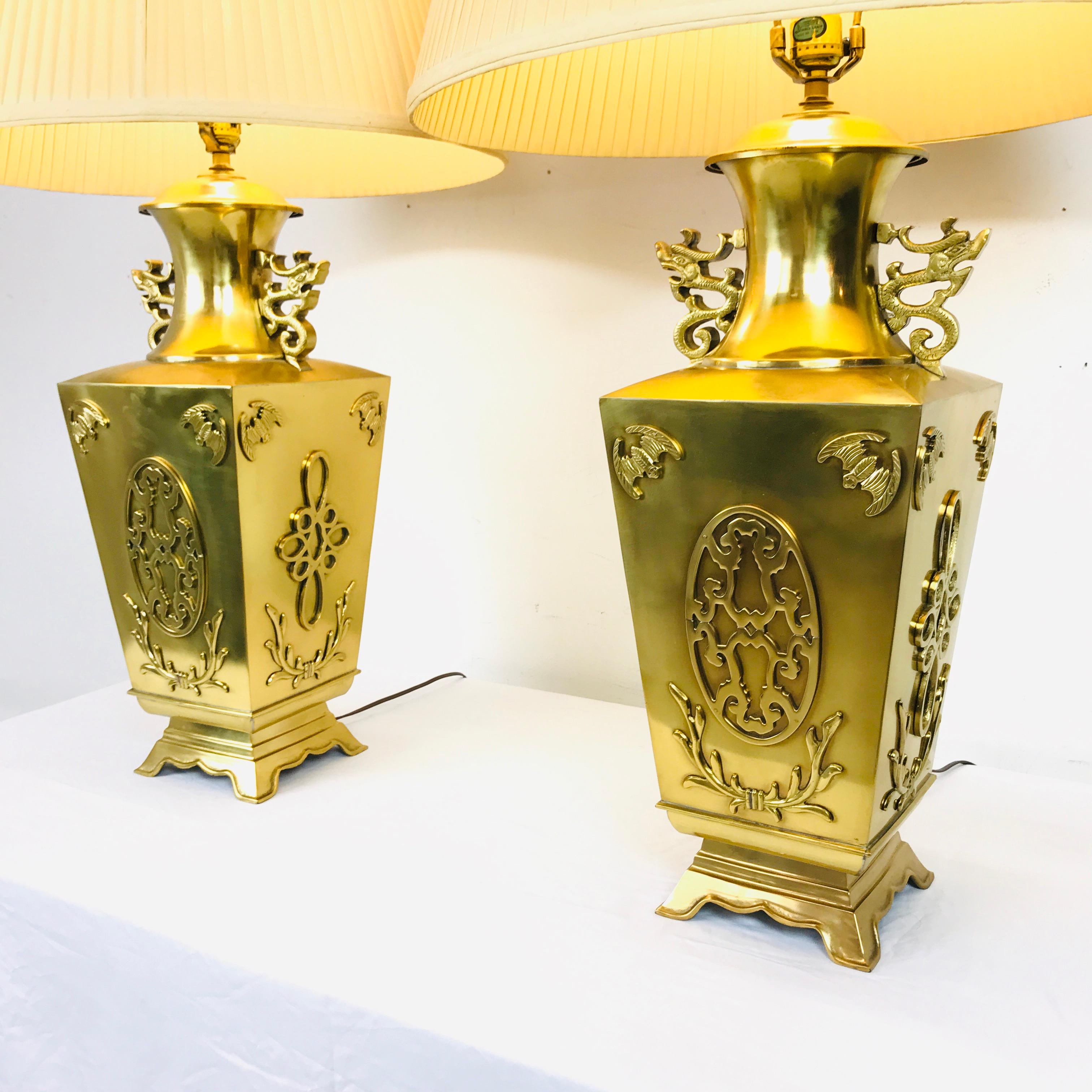 Regency Pair of Brass Asian Lamps