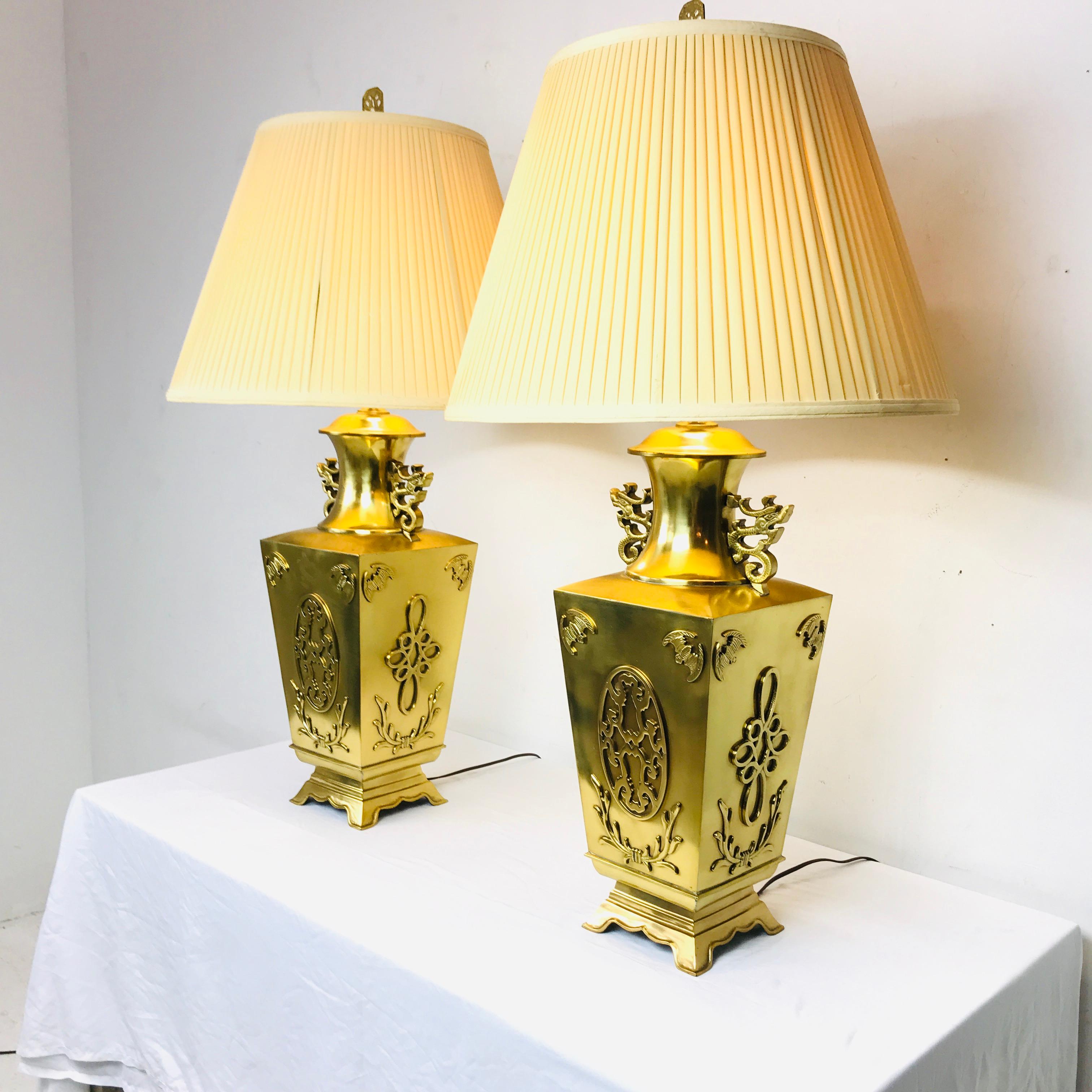 Unknown Pair of Brass Asian Lamps