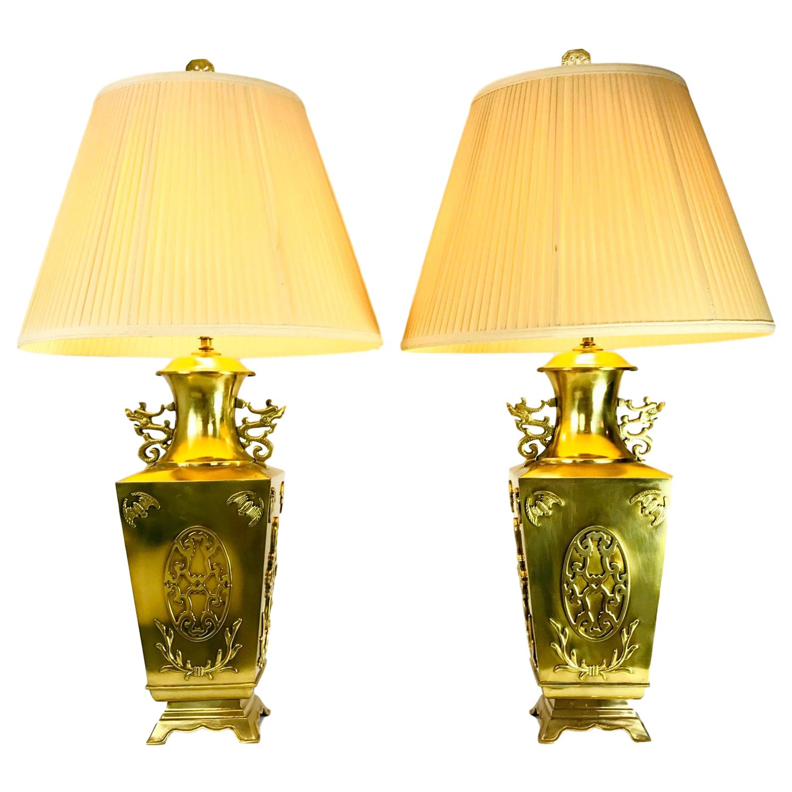 Pair of Brass Asian Lamps