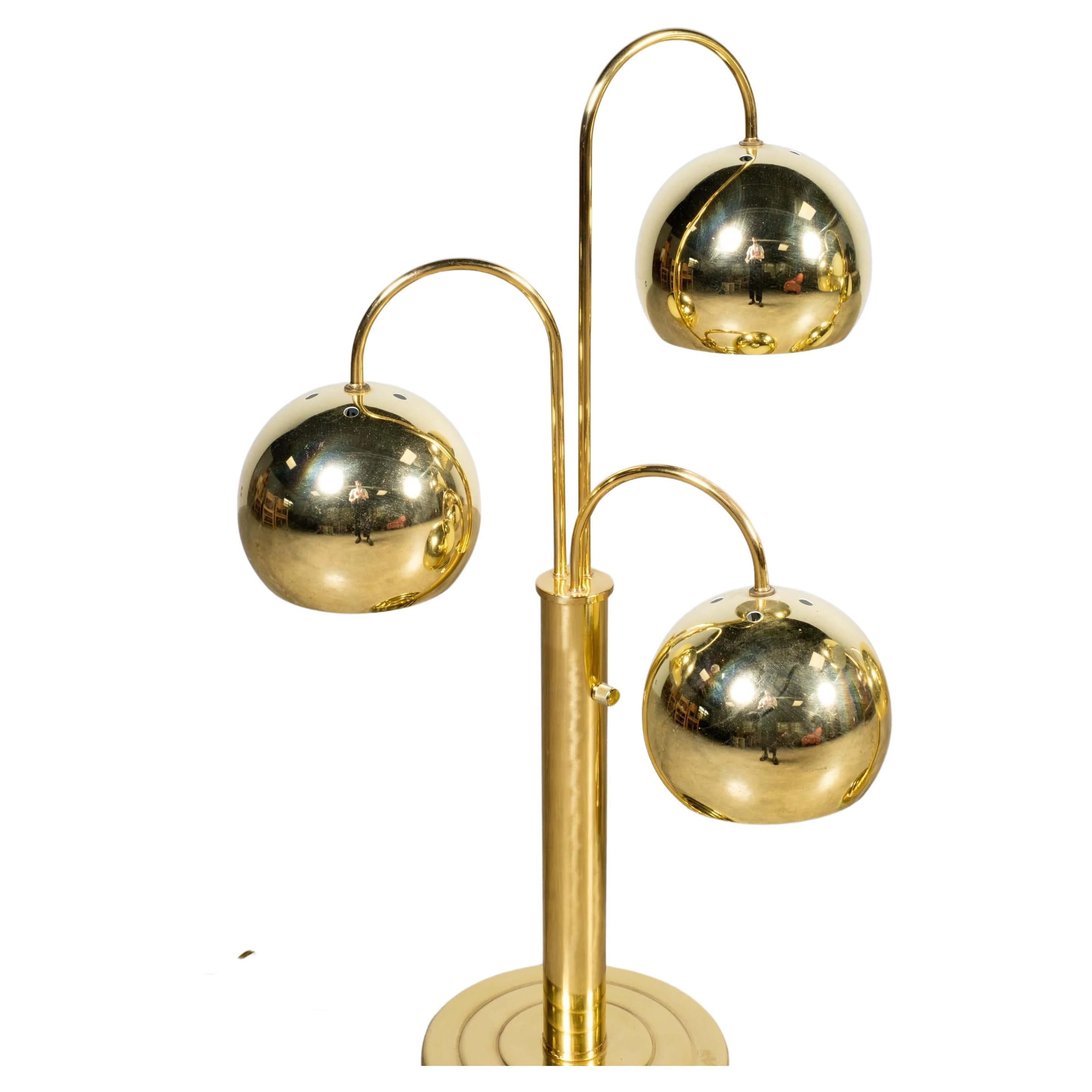 American Pair of Brass Ball Table Lamps by Robert Sonneman For Sale