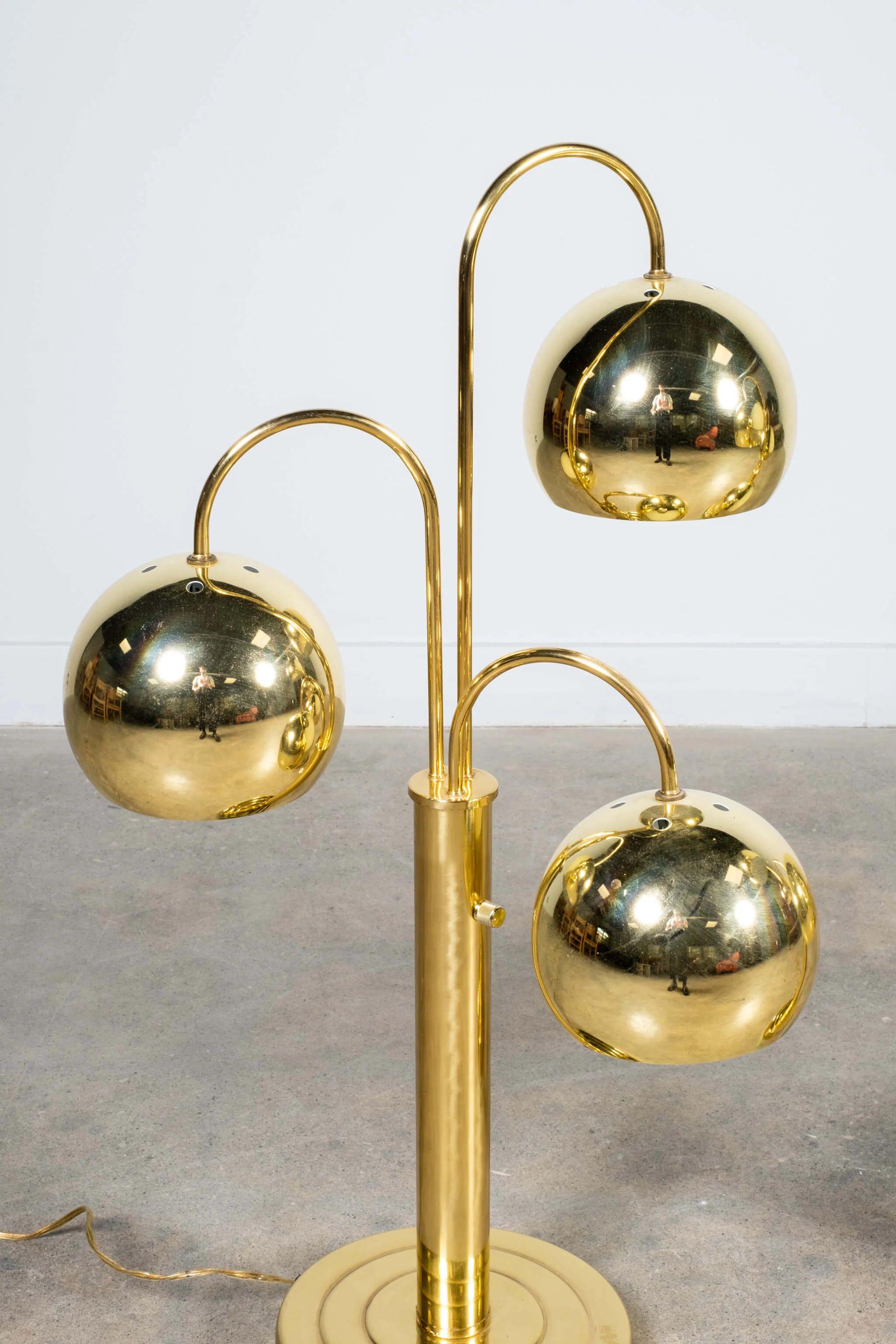 Late 20th Century Pair of Brass Ball Table Lamps by Robert Sonneman For Sale