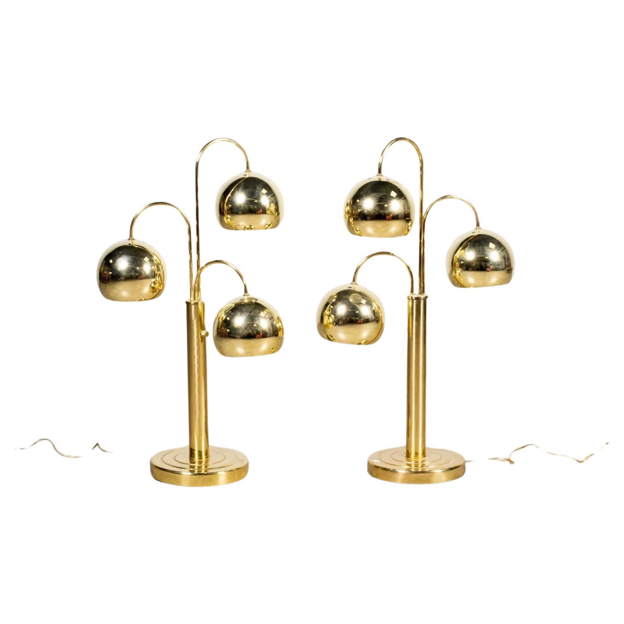 Pair of Brass Ball Table Lamps by Robert Sonneman For Sale