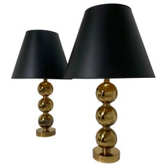 Pair of Brass Ball Table Lamps circa 1960s