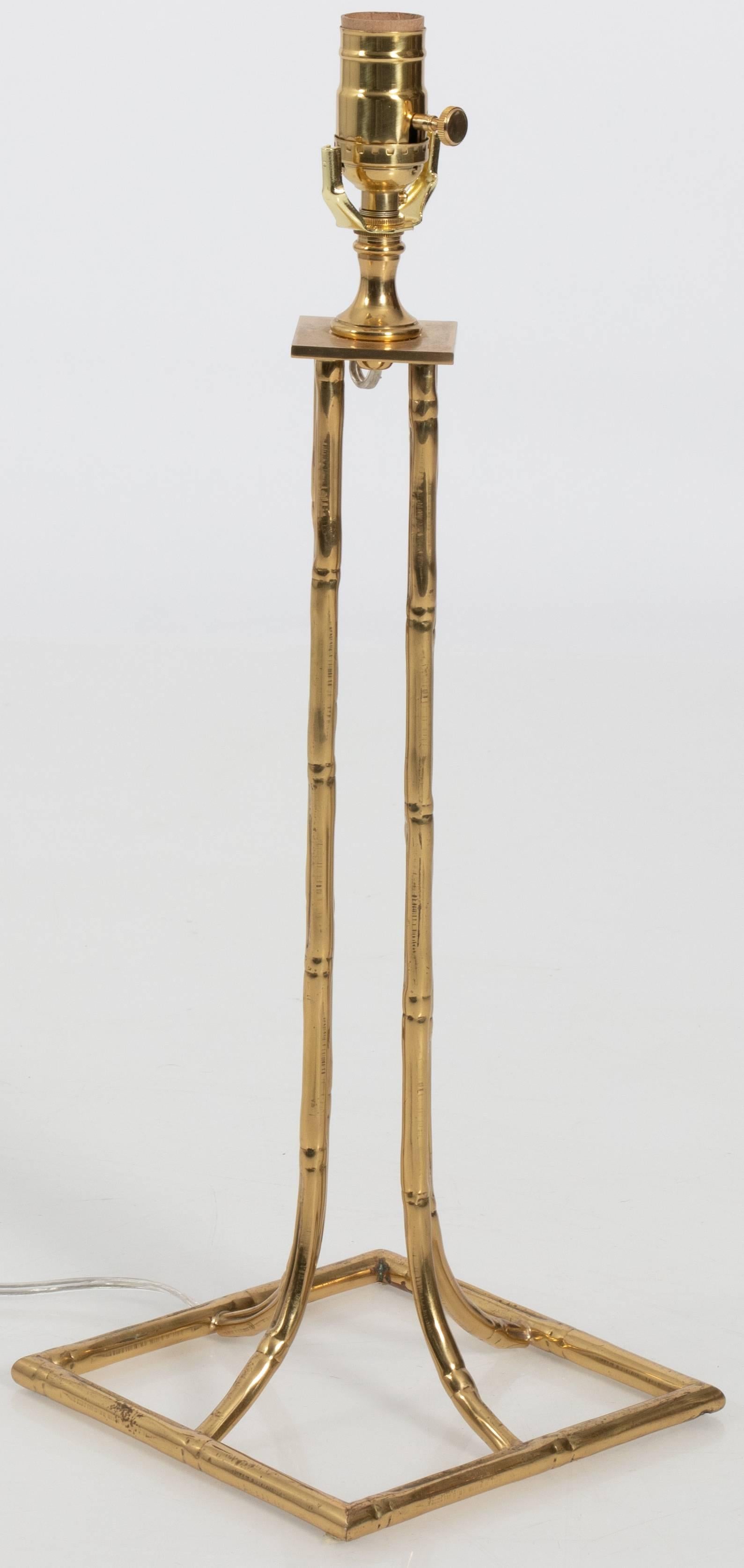 Pair of Brass Bamboo Lamps by Maison Baguès In Excellent Condition In Stamford, CT