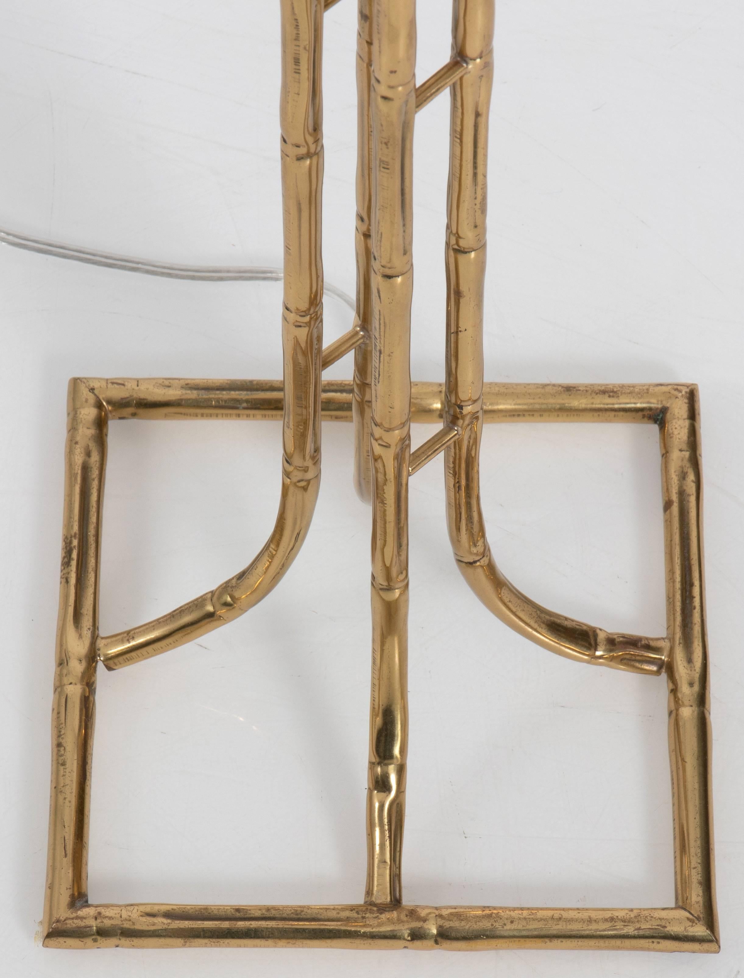 Late 20th Century Pair of Brass Bamboo Lamps by Maison Baguès