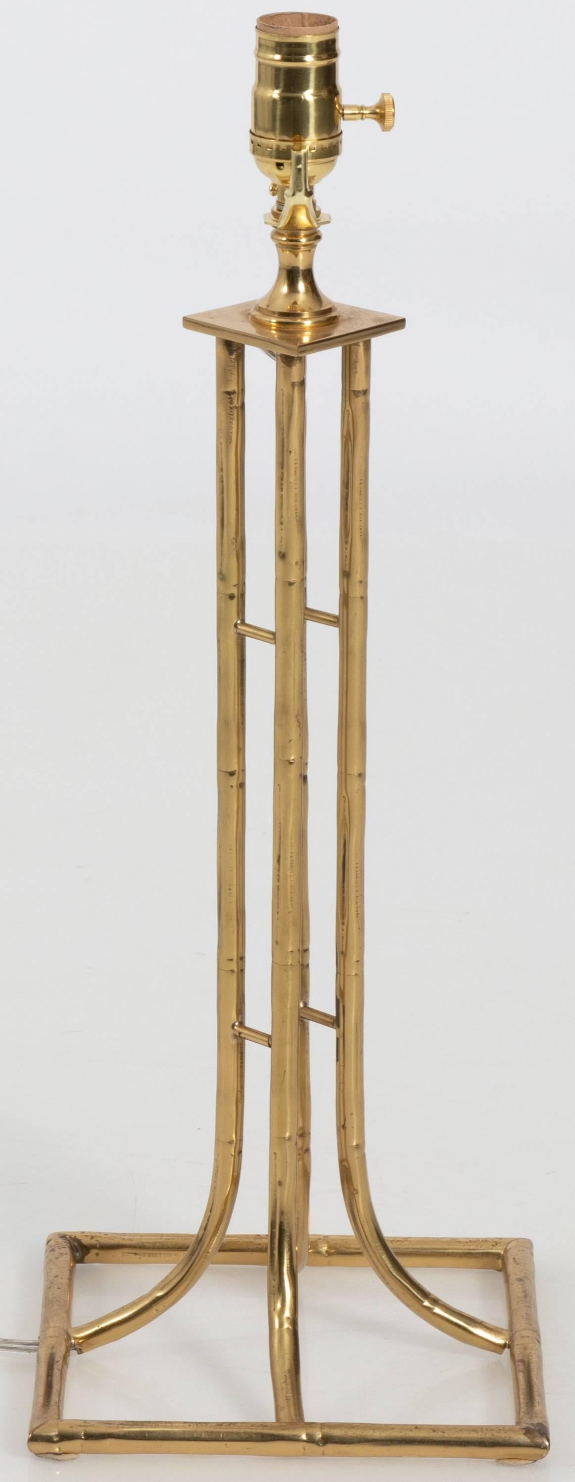 Pair of Brass Bamboo Lamps by Maison Baguès 2