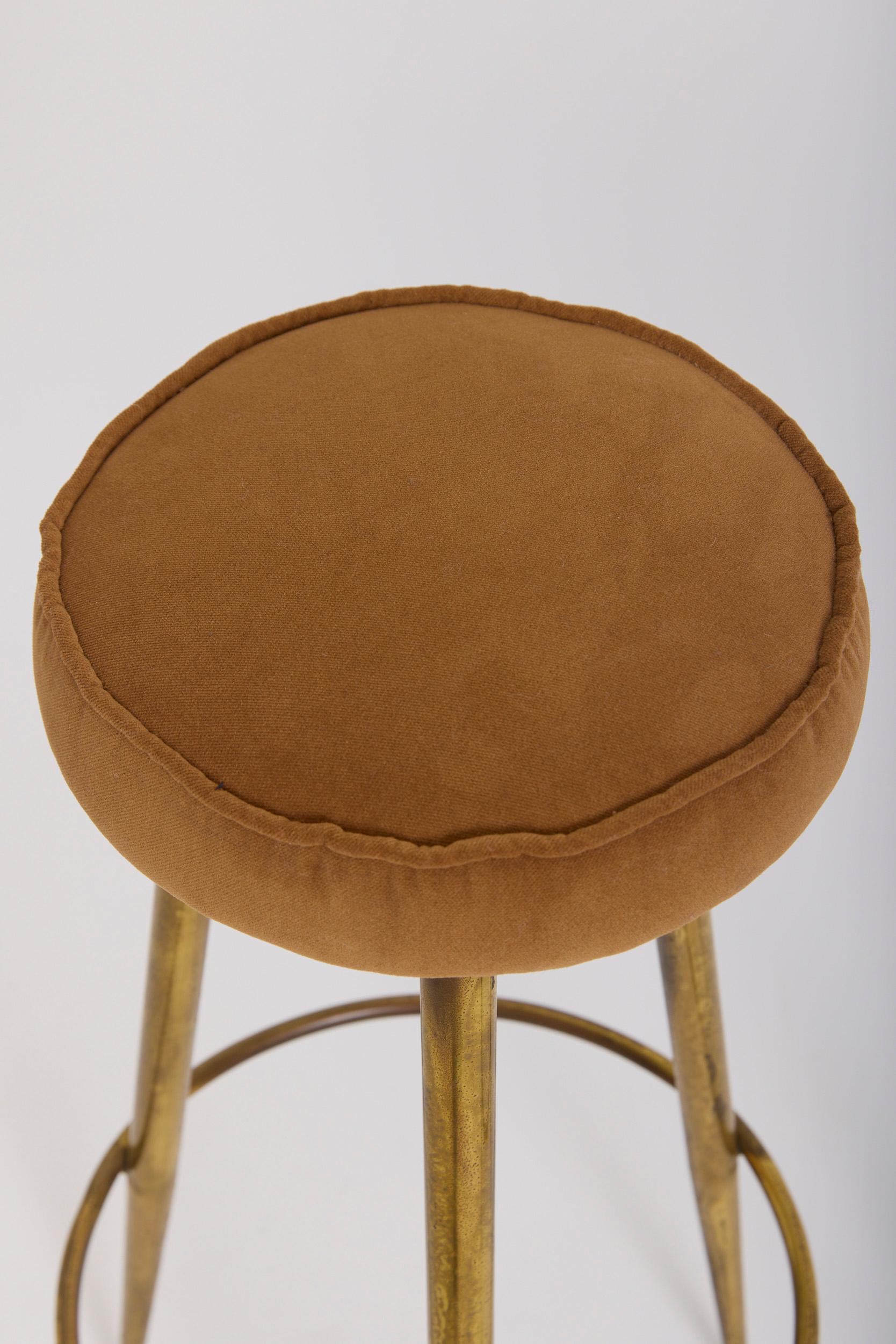 Pair of Brass Bar Stools For Sale 4