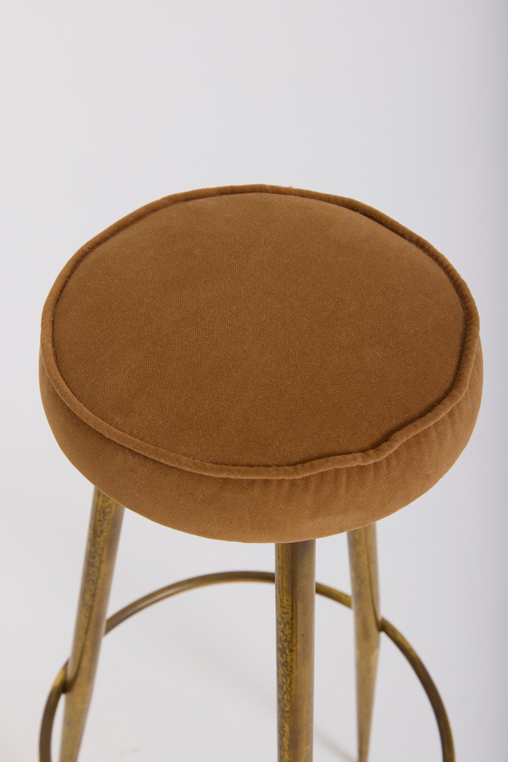 Pair of Brass Bar Stools For Sale 5