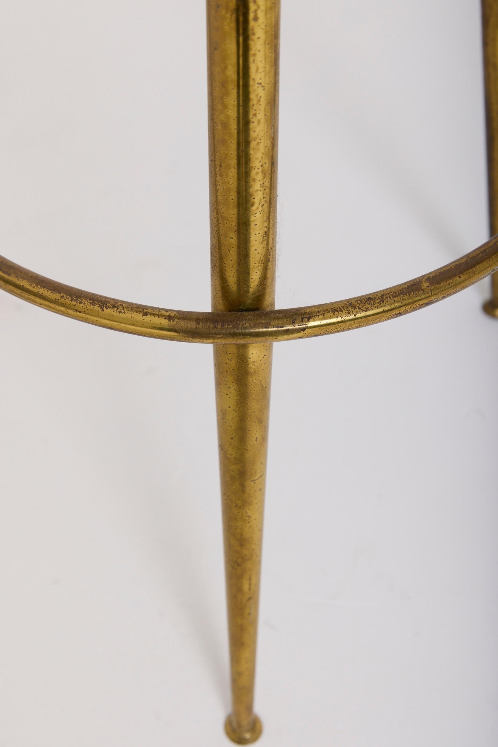 Mid-Century Modern Pair of Brass Bar Stools For Sale