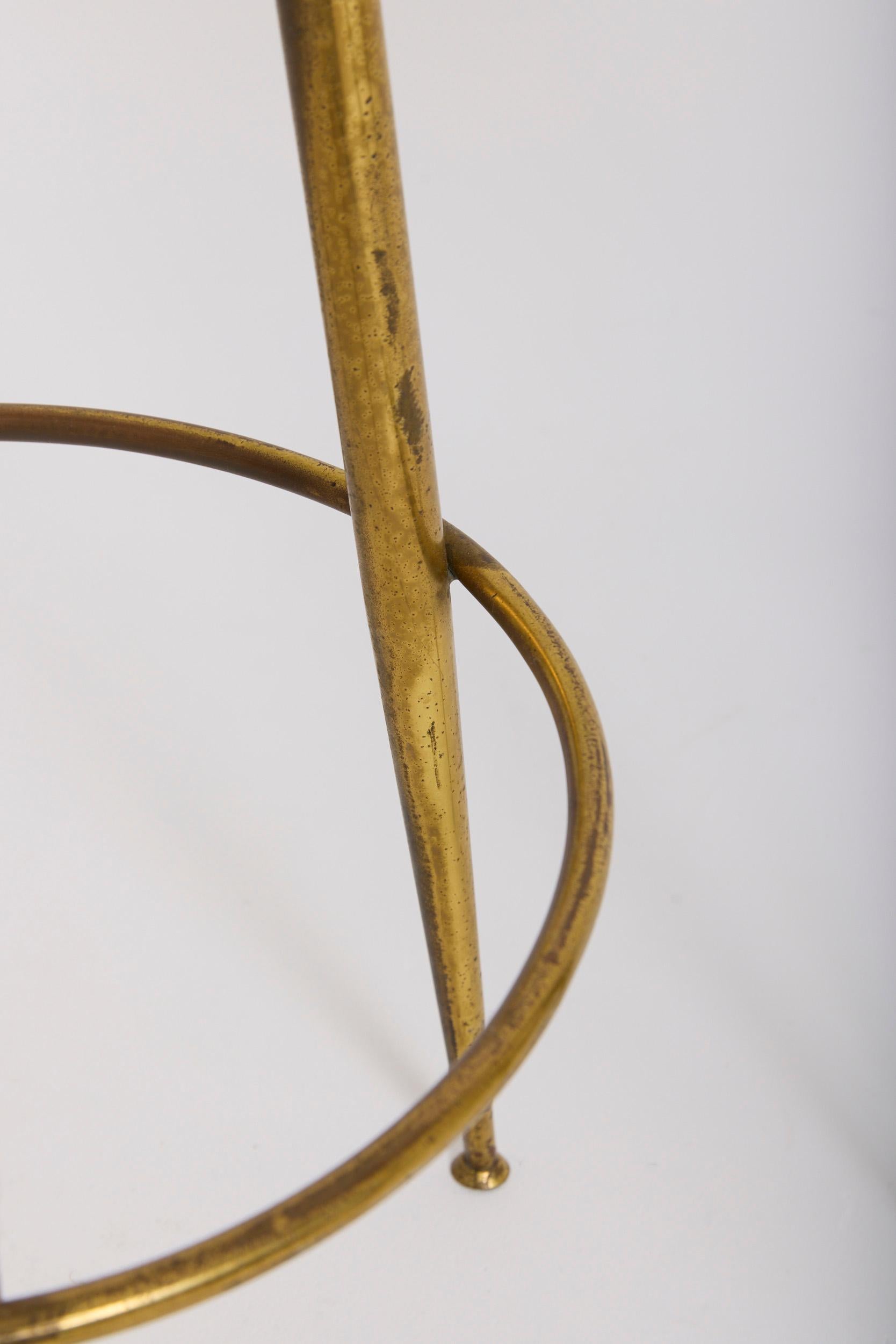 Italian Pair of Brass Bar Stools For Sale