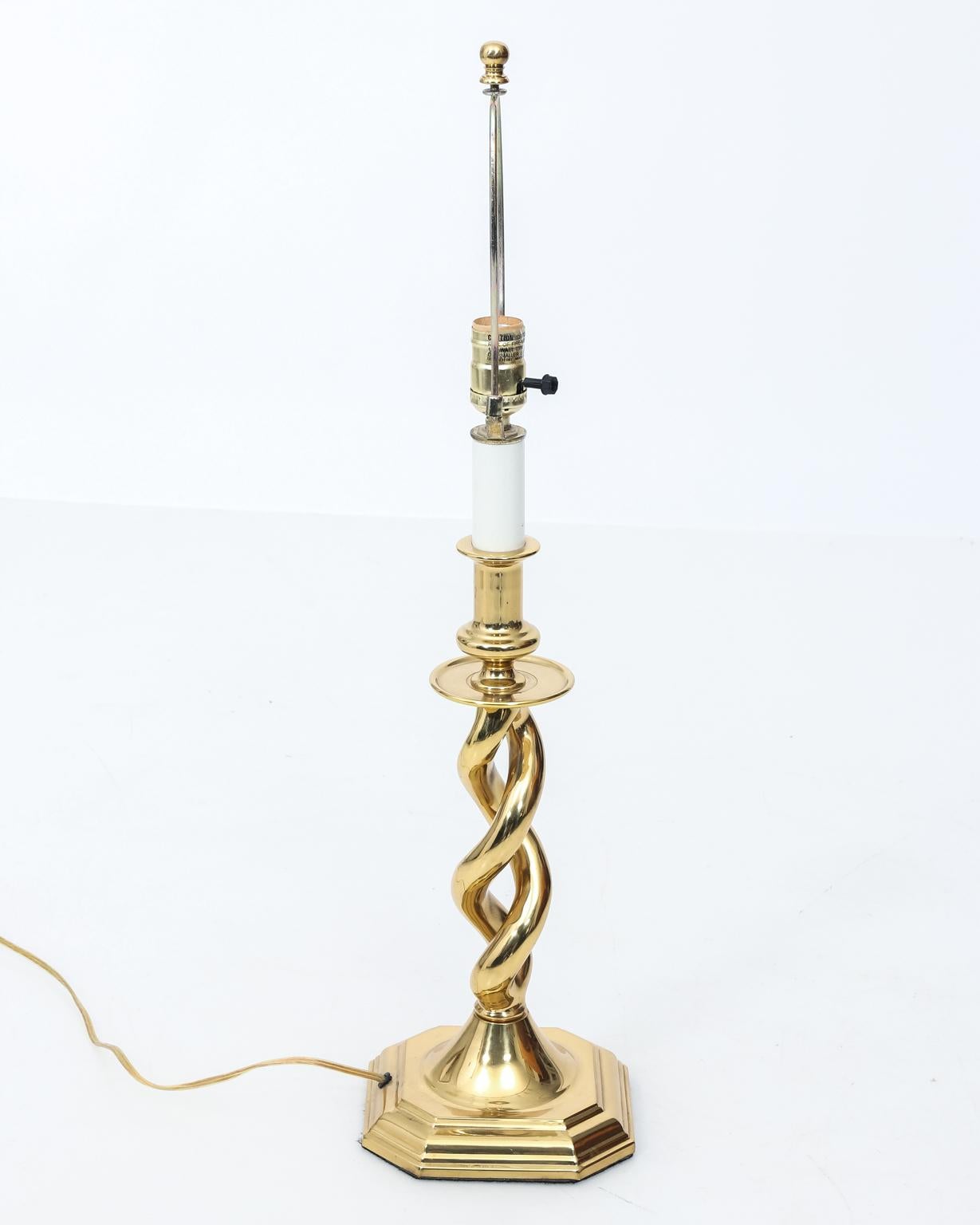 Pair Of Brass Barley Twist Table Lamps, Barley Twist Table Lamp Finish Antique Brass