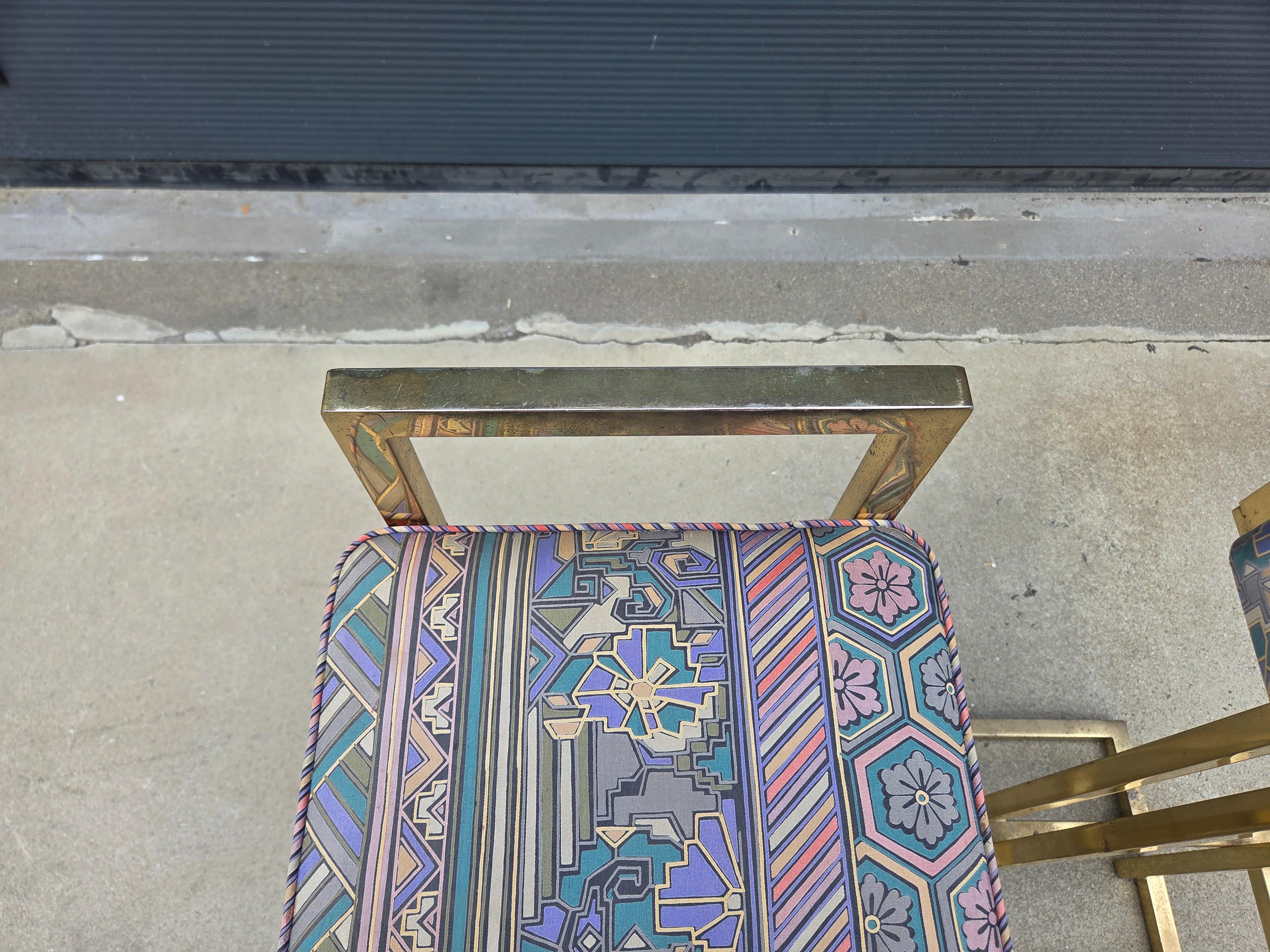 French Pair of Brass Barstools in the Style of 