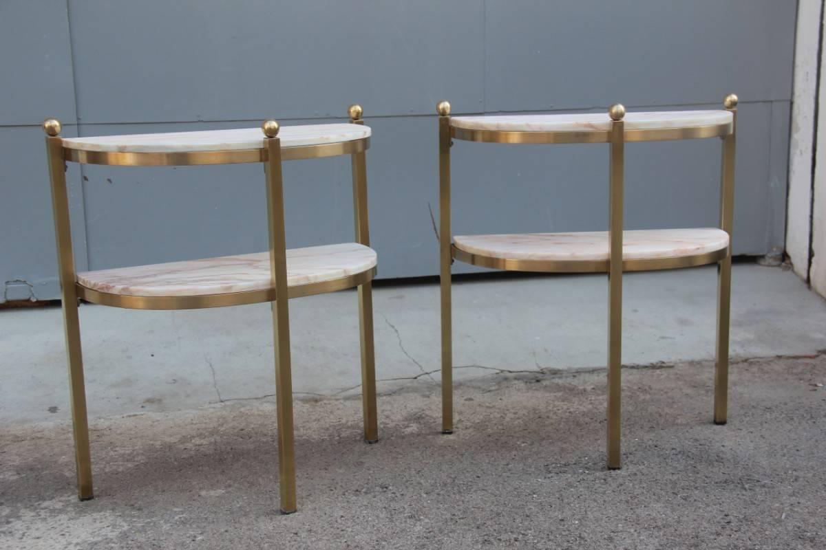 Pair of Brass Bedside Tables and Clear Onyx Luciano Frigerio Attributed In Excellent Condition In Palermo, Sicily