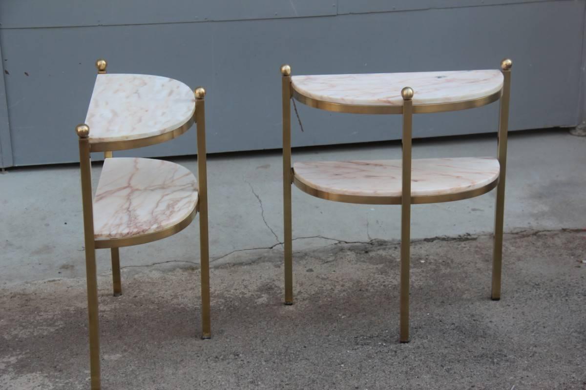 Late 20th Century Pair of Brass Bedside Tables and Clear Onyx Luciano Frigerio Attributed