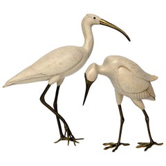 Pair of Brass Bird Sculptures Bu Malevolti, 1950s
