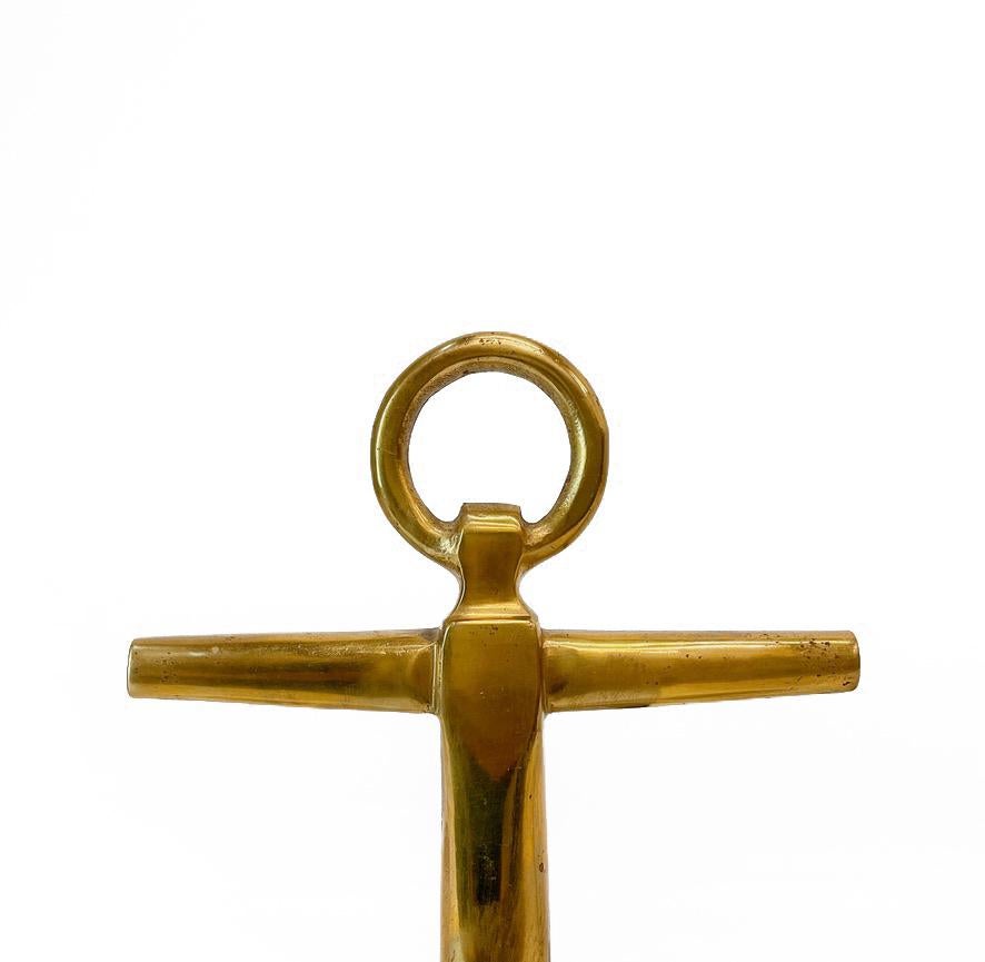 American Pair of Brass Boat Anchor Andirons, Circa 1940s For Sale