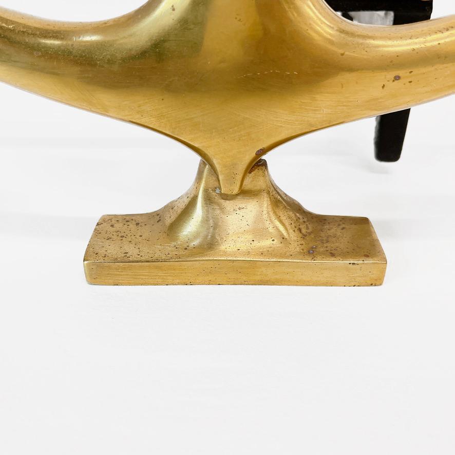 Mid-20th Century Pair of Brass Boat Anchor Andirons, Circa 1940s For Sale