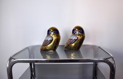 Pair of Brass Bookend Owls, Italy, 1970s