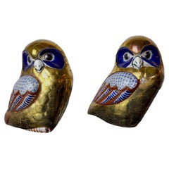 Pair of Brass Bookend Owls, Italy, 1970s